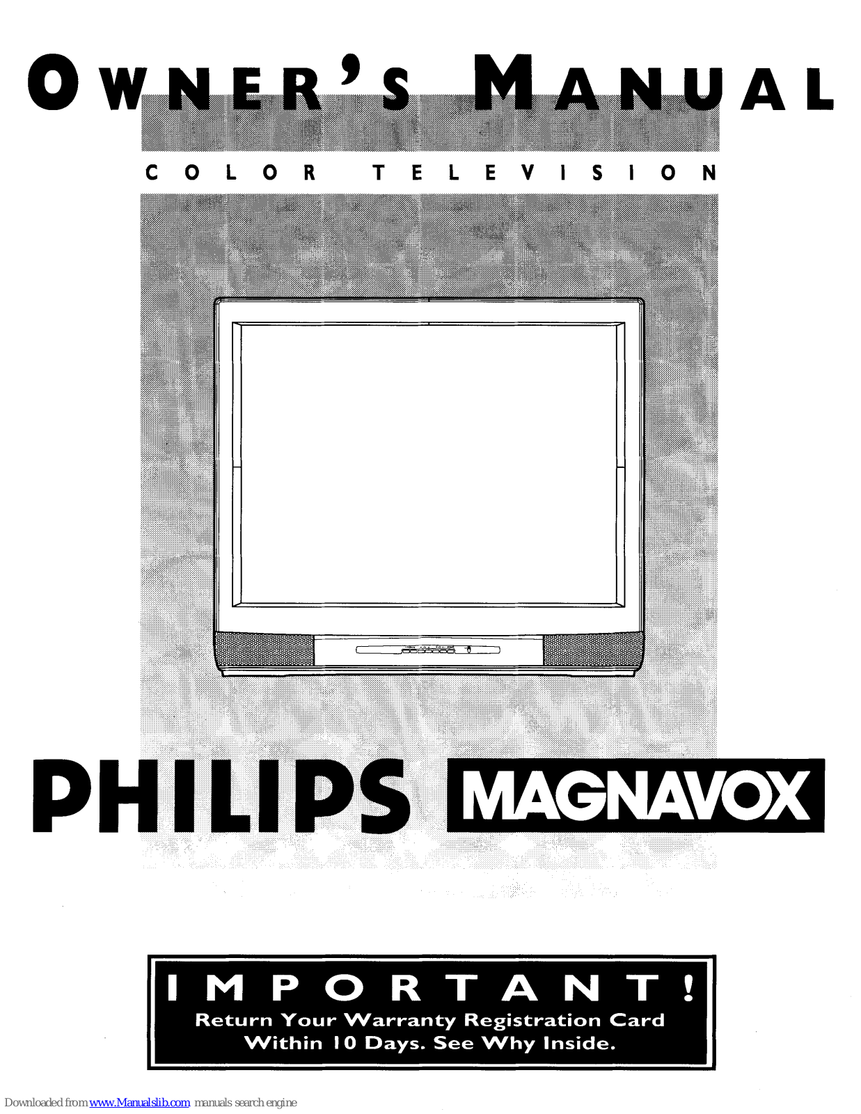 Philips COLOR TV 36 INCH TABLE TS3654C Owner's Manual