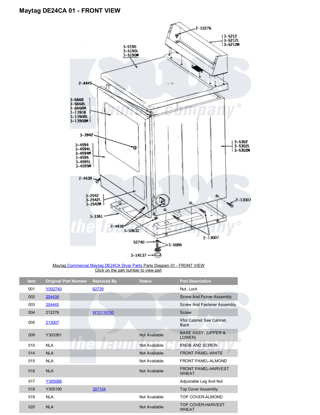 Maytag DE24CA Parts Diagram