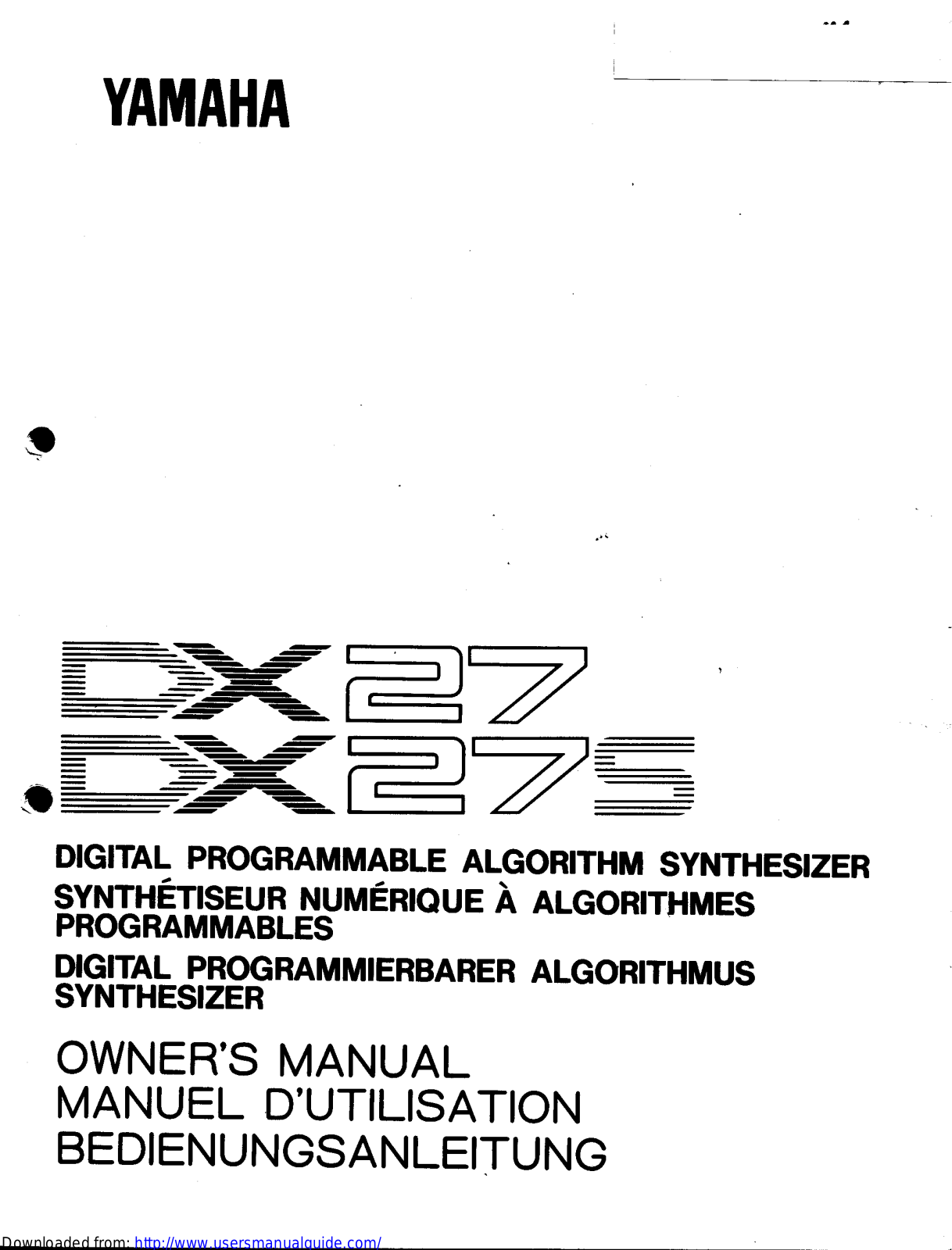 Yamaha Audio DX27S, DX27 User Manual