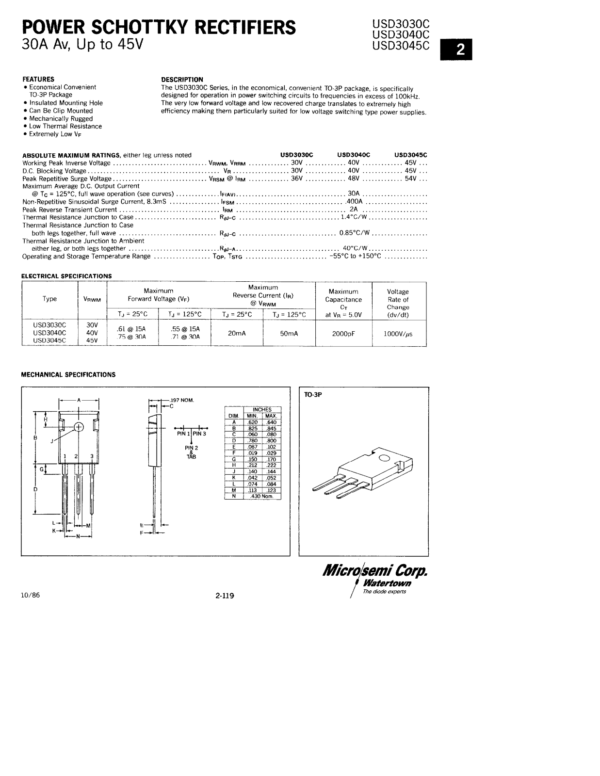 Microsemi USD3045C, USD3040C, USD3030C Datasheet