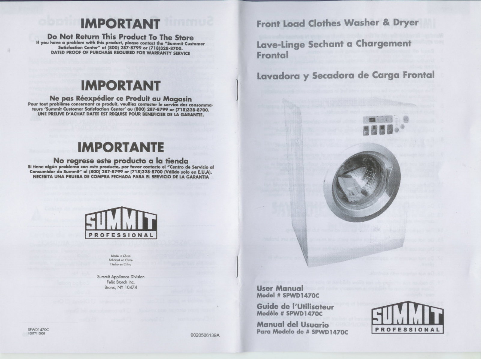 Summit SPWD1470C User Manual