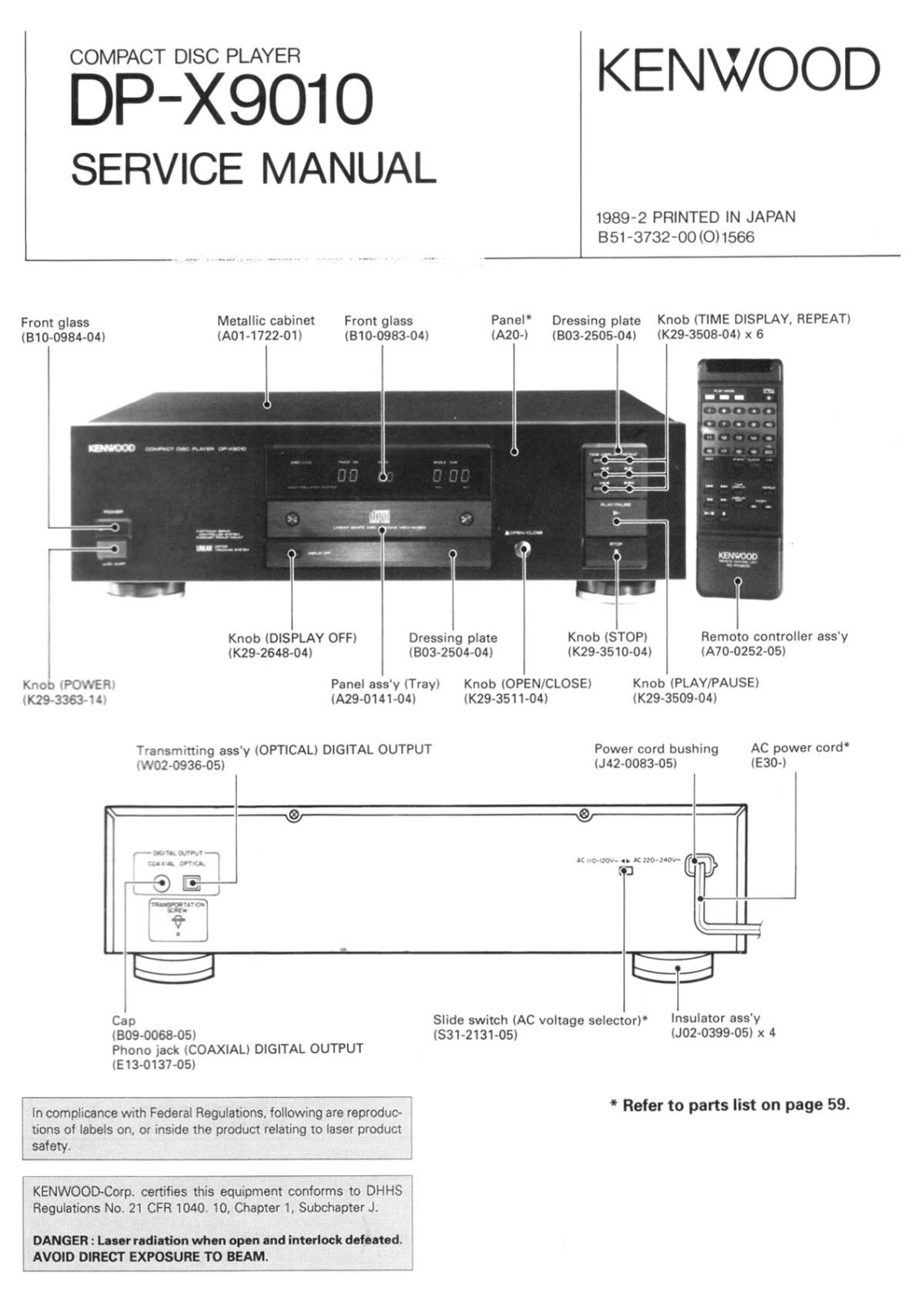 Kenwood DPX-9010 Service manual