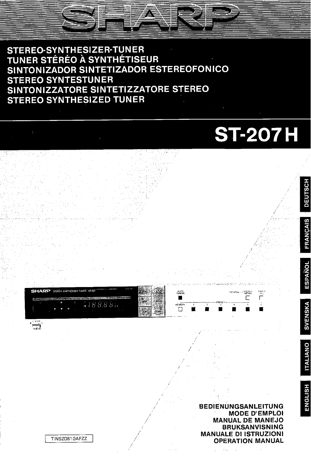 Sharp ST-207H User Manual