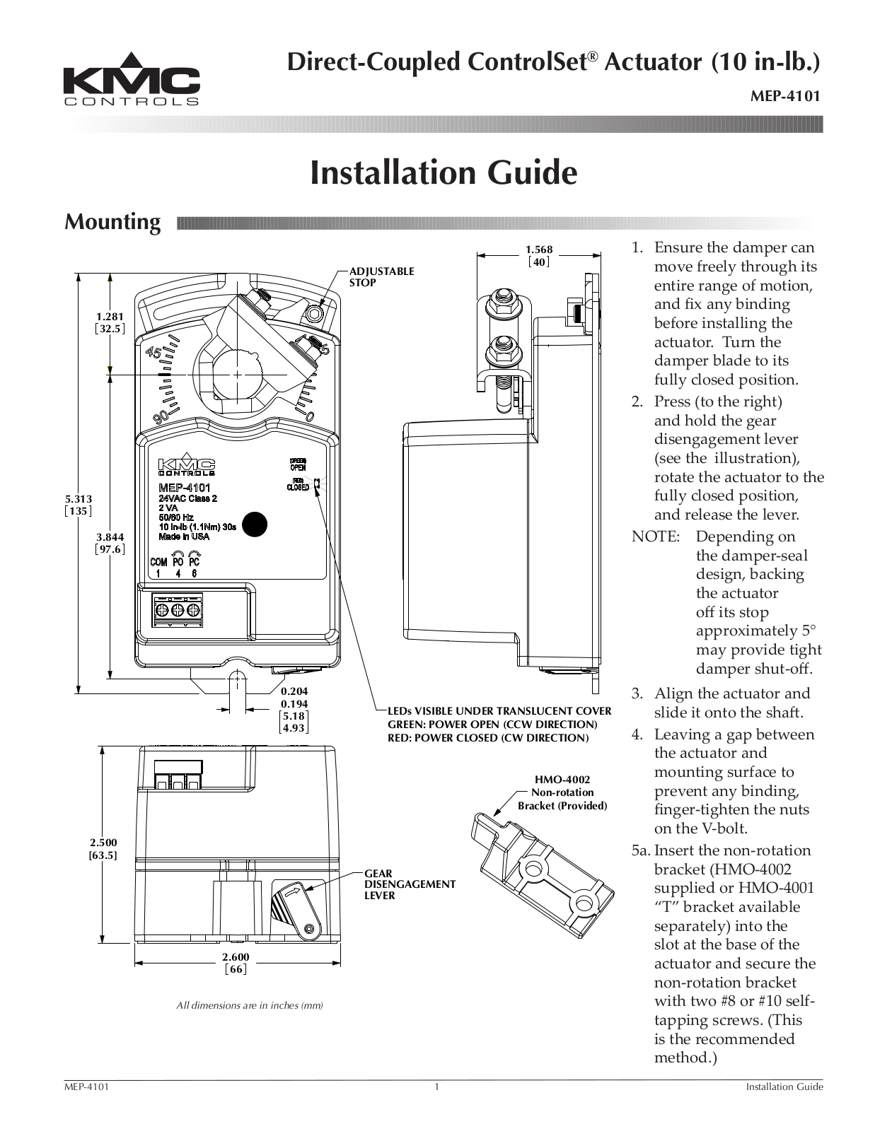 KMC Controls MEP-4101 User Manual