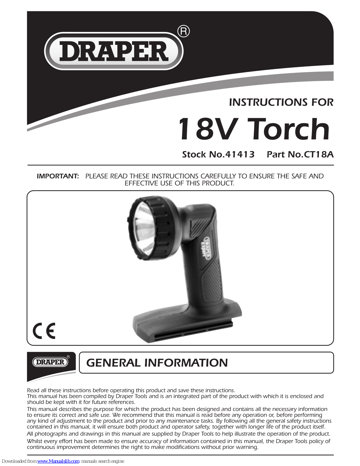 Draper CT18A, 41413 Instructions Manual - ManualMachine.com