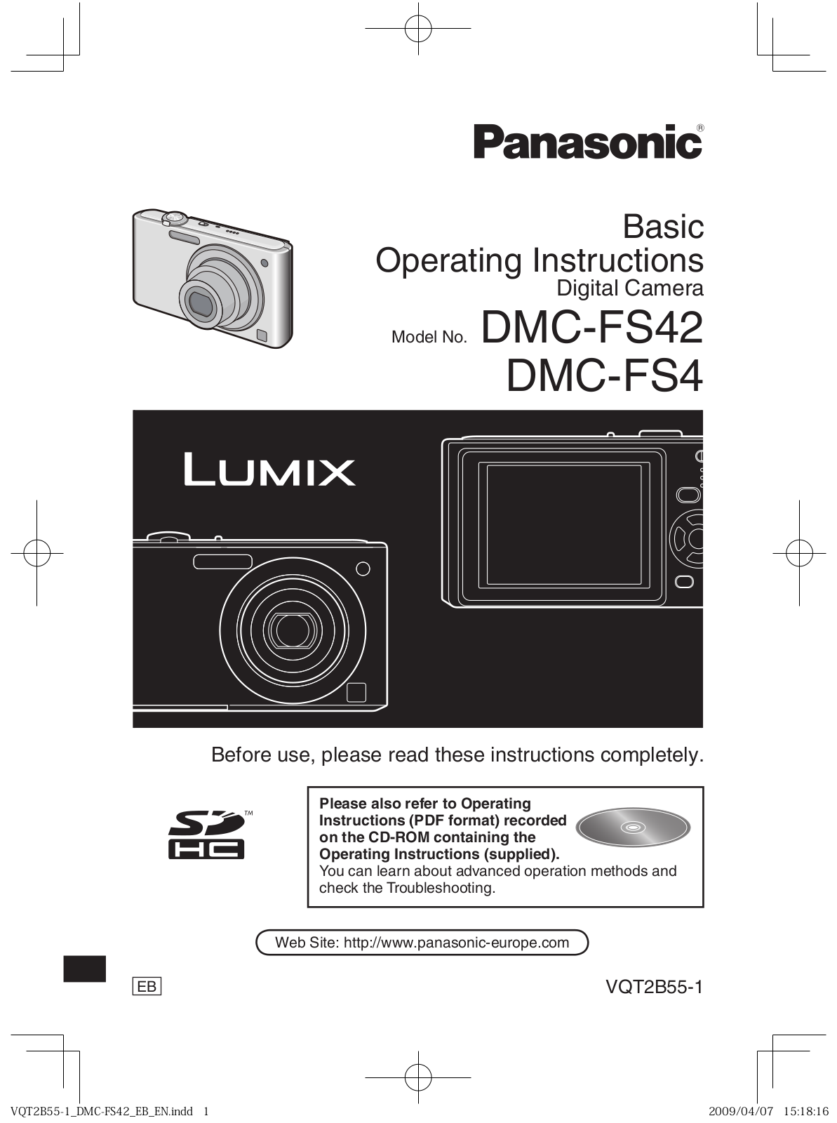 Panasonic LUMIX DMC-FS42 Operating Instructions