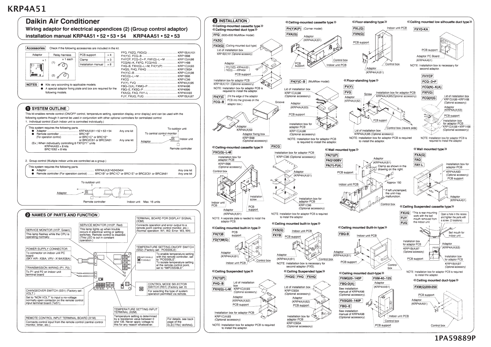 Daikin KRP4A51 Installation manuals