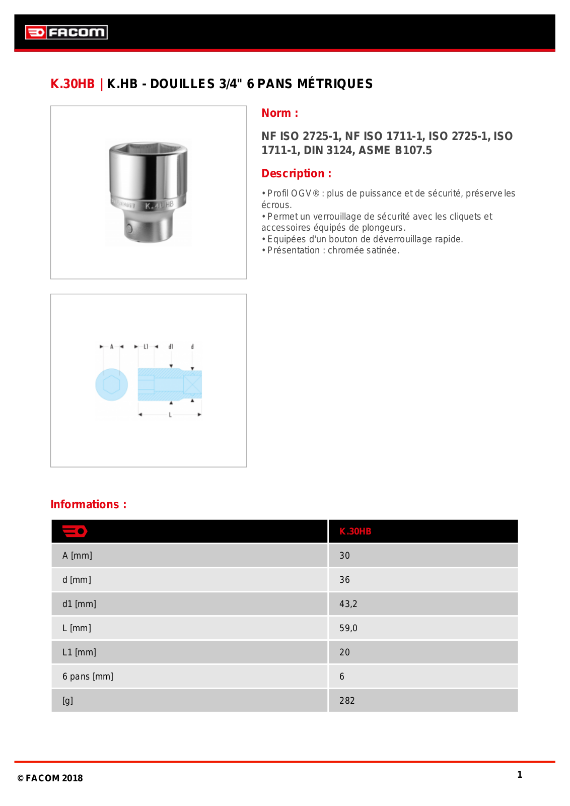 Facom K.30HB Specification - ManualMachine.com