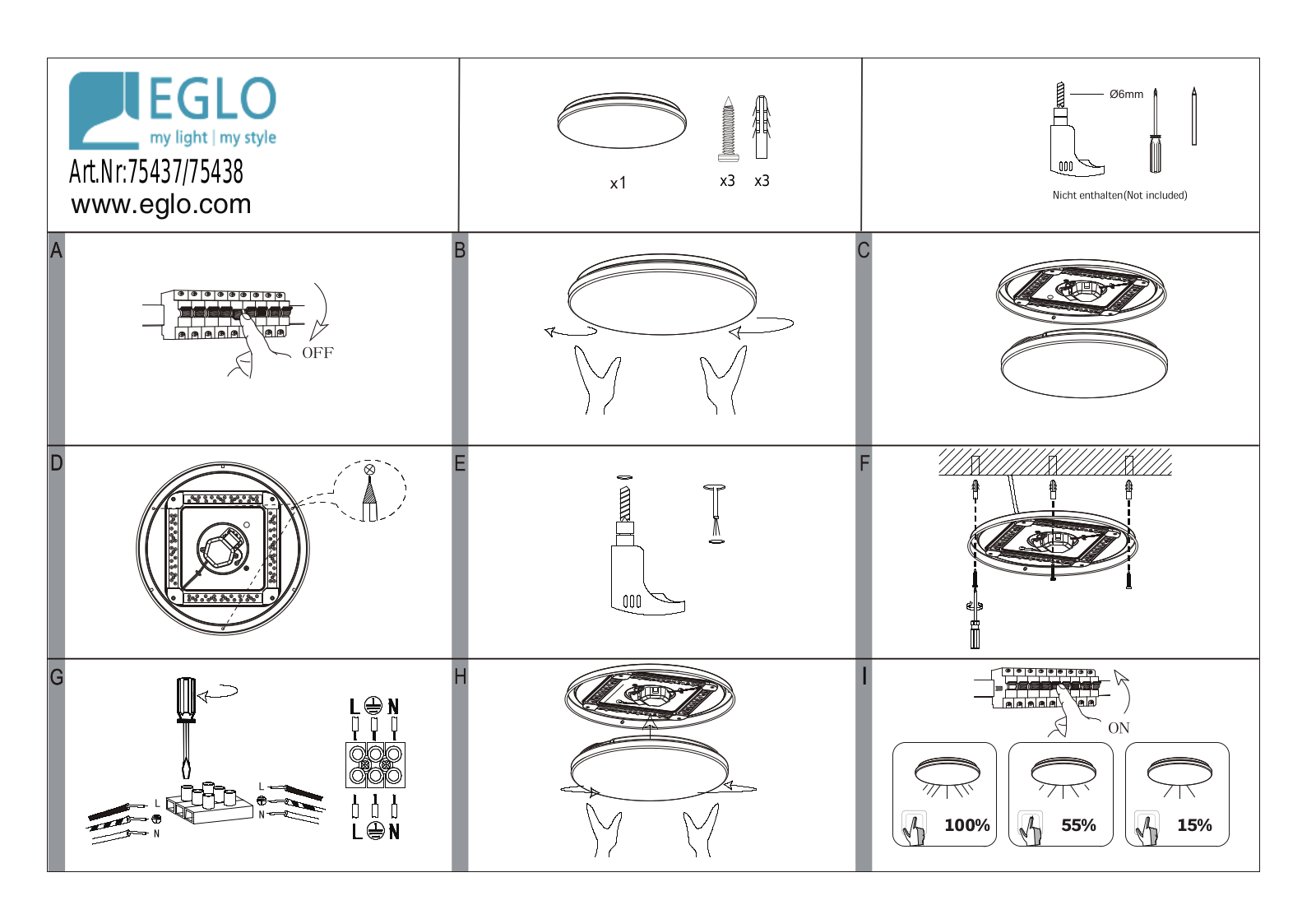 Eglo 75437, 75438 Instruction manual