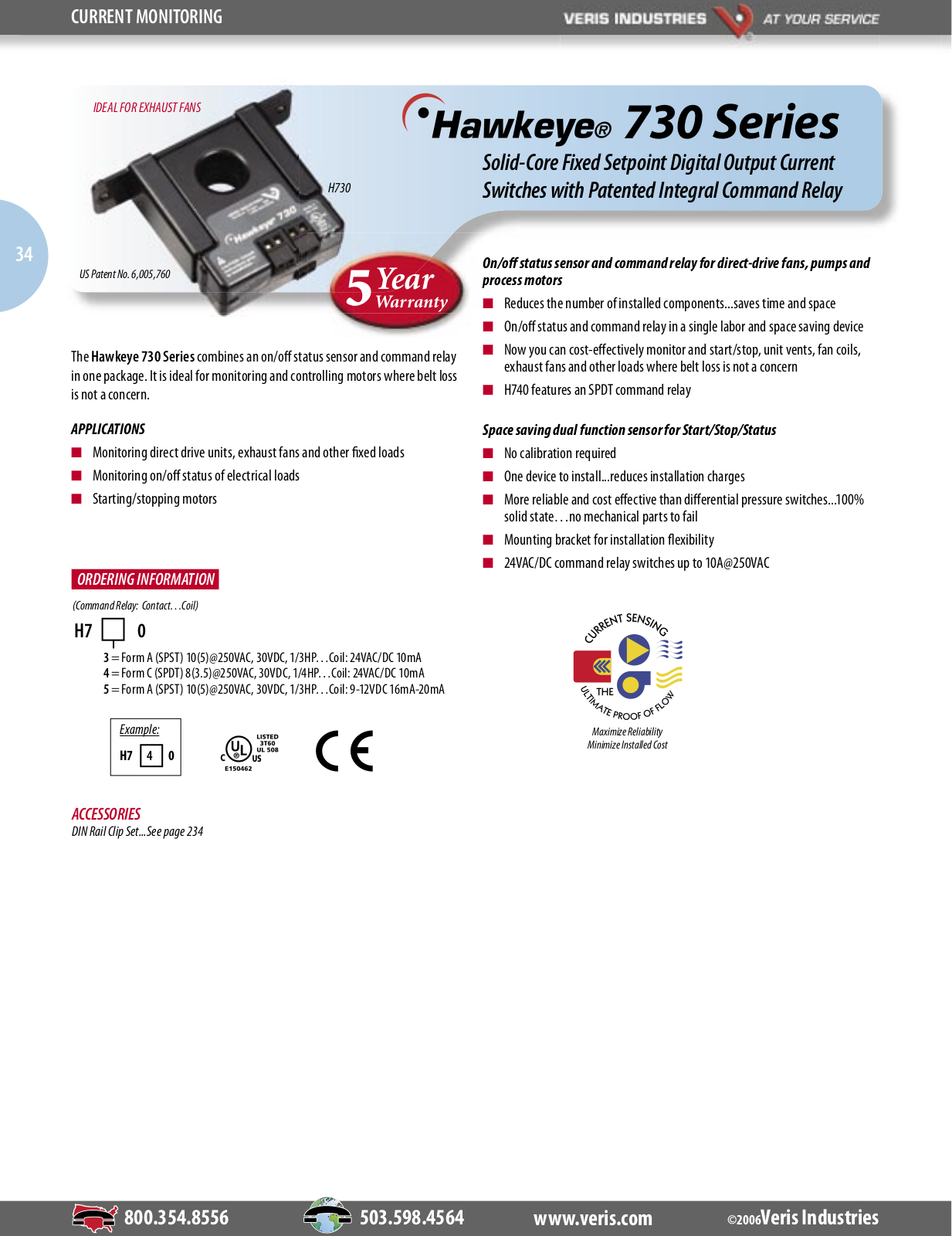 Johnson Controls H730 Series Catalog Page