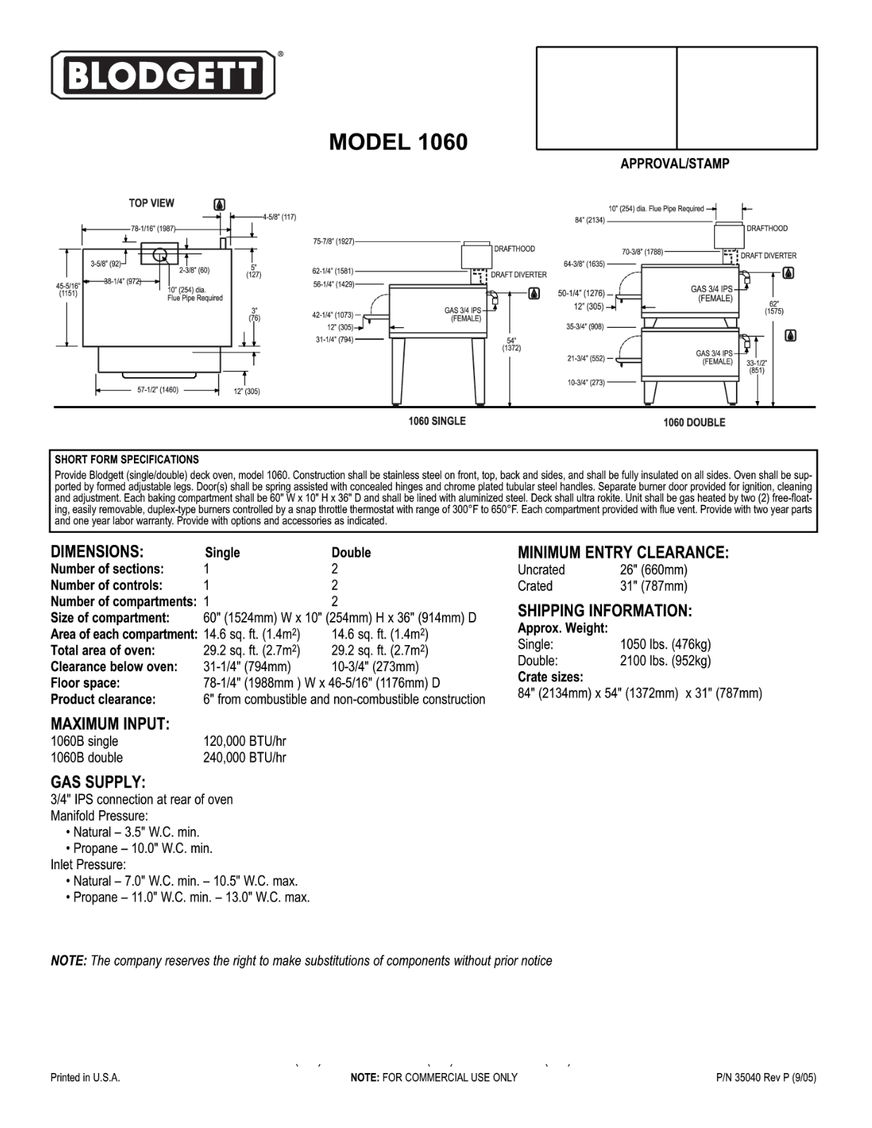 Blodgett 1060 General Manual