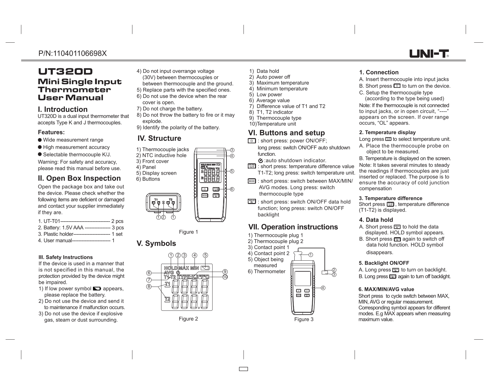 Uni-t UT-320D User manual
