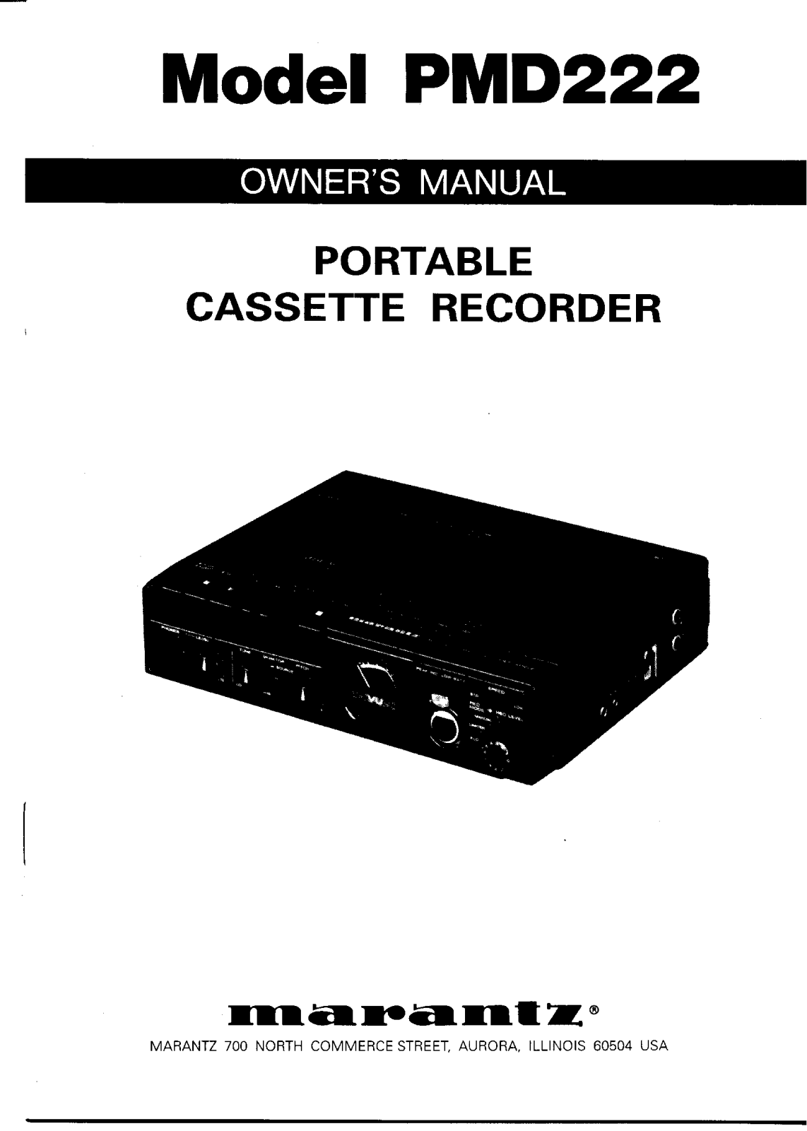 Marantz PMD222 User Manual