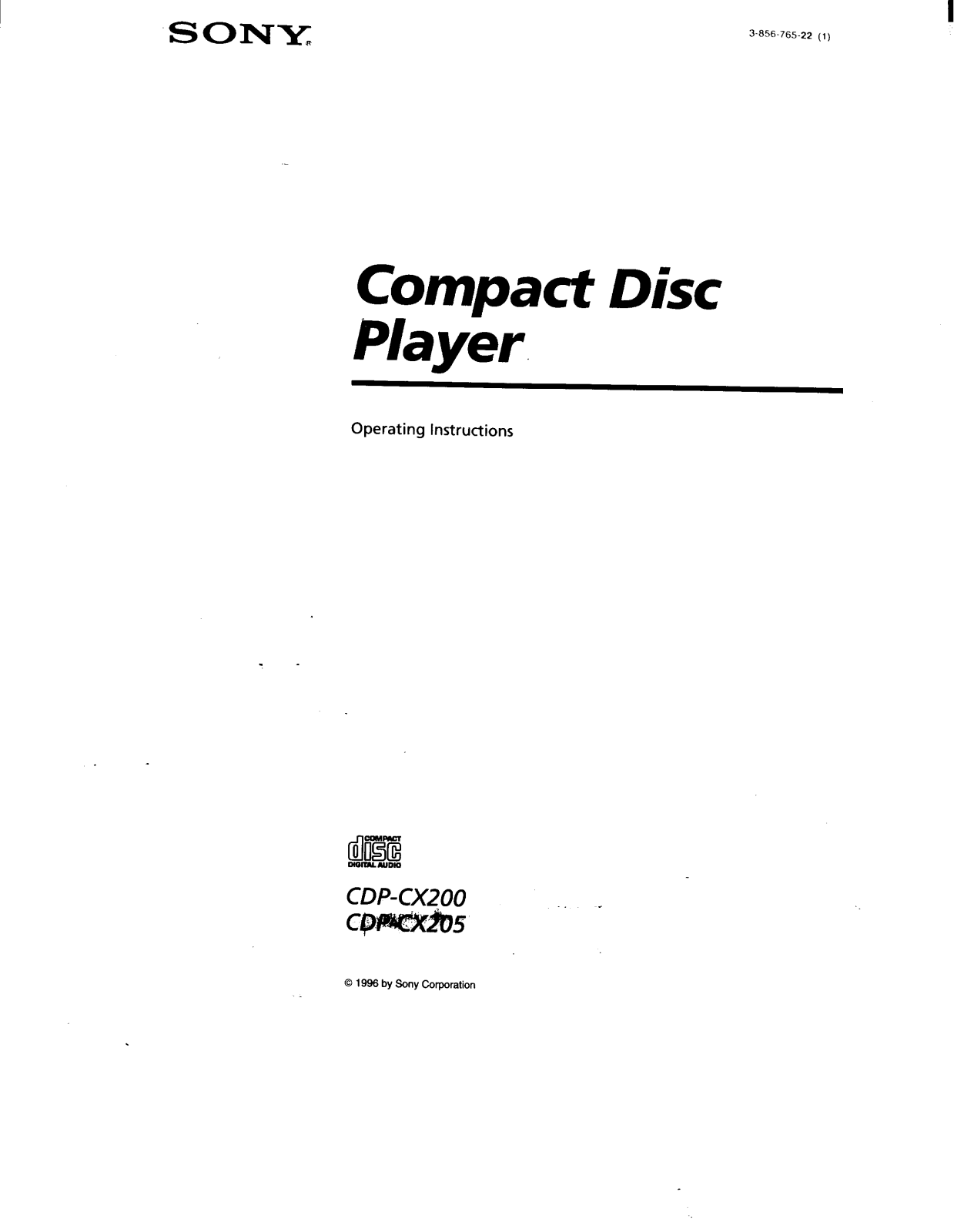 Sony CDP-CX205 User Manual
