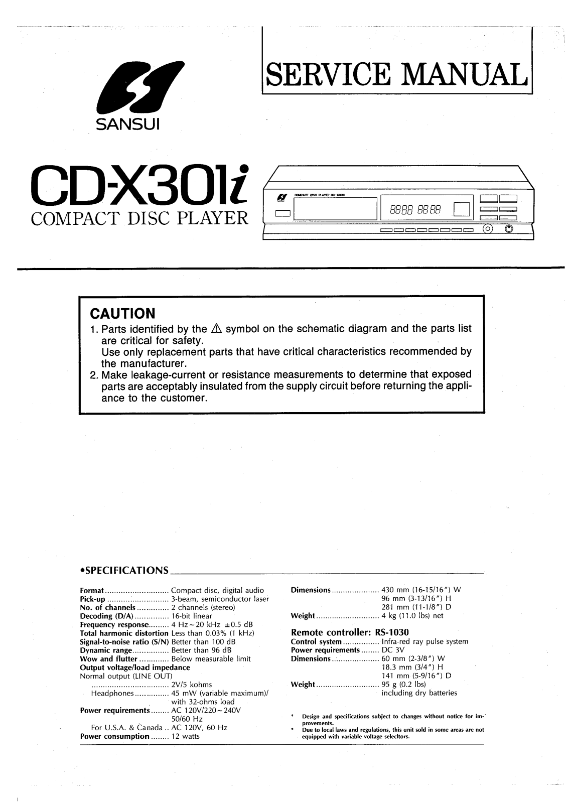 Sansui CDX-301-I Service manual