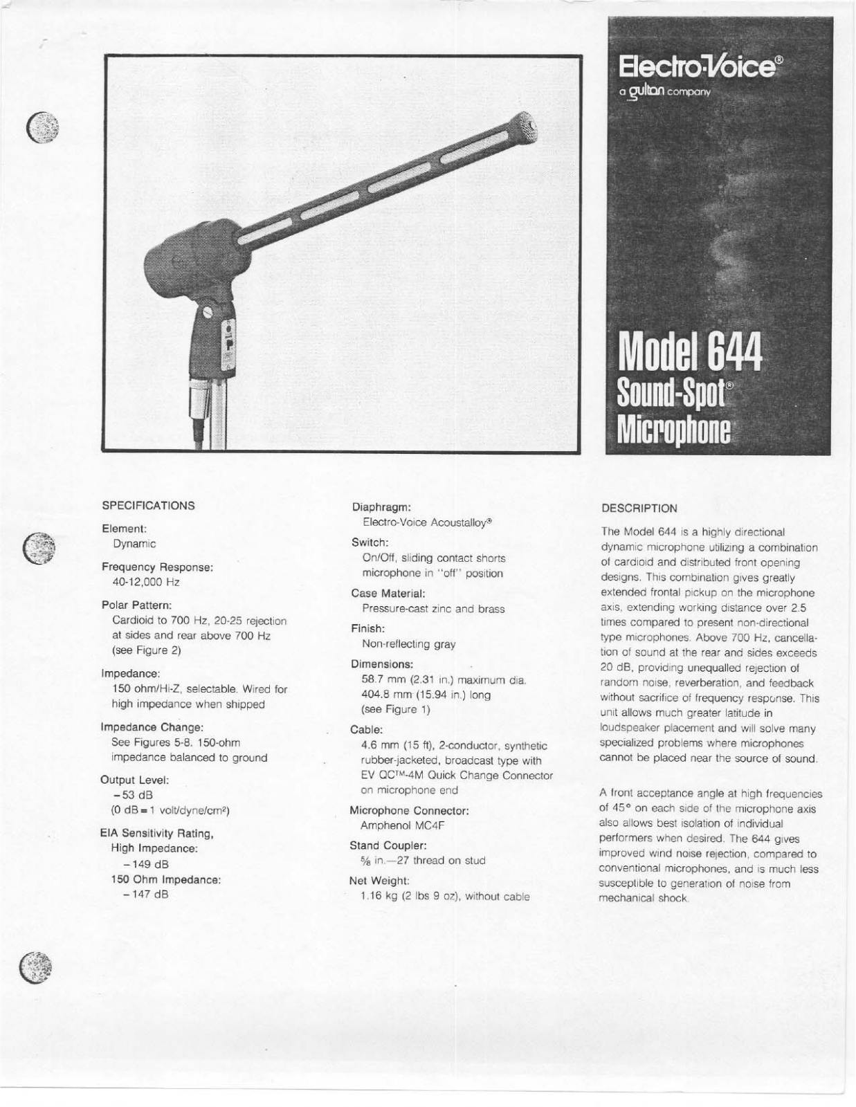 Electro-voice 644 DATASHEET