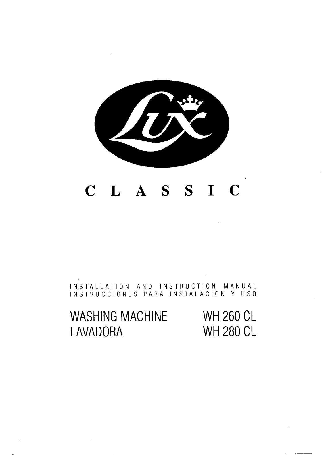 Lux WH260CL, WH280 CL User Manual