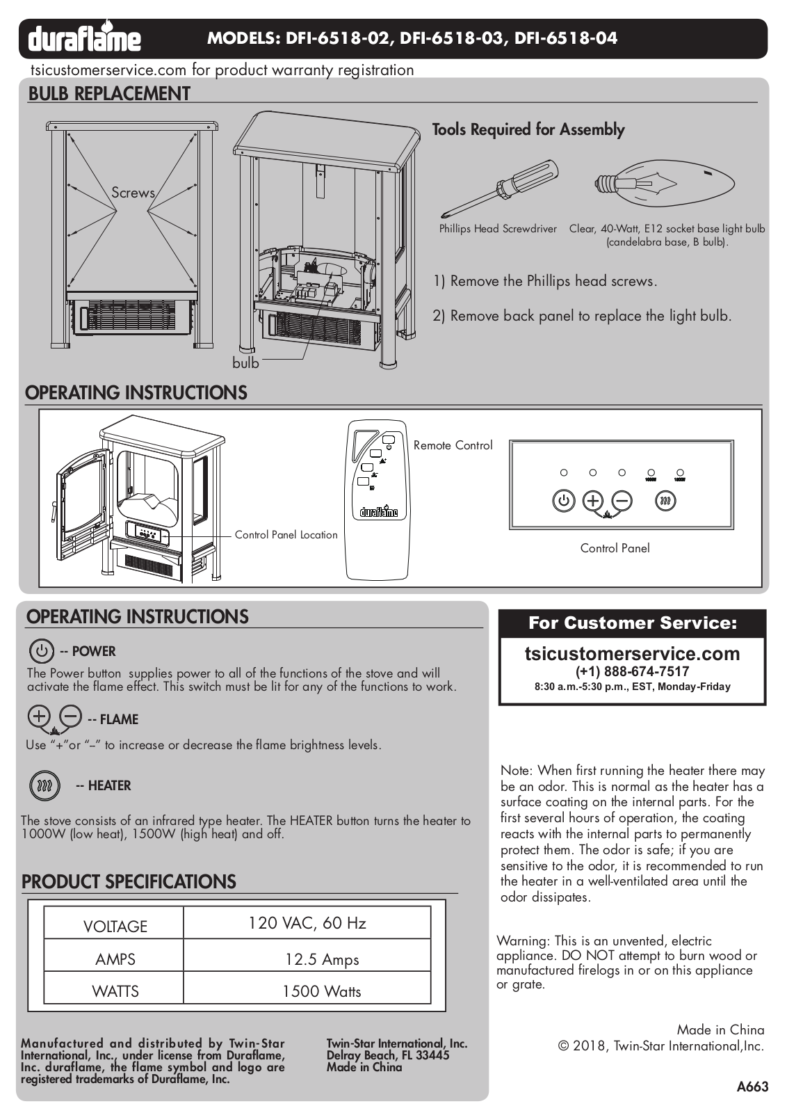 Duraflame DFI-6518-03, DFI-6518-04, DFI-6518-02 User Manual