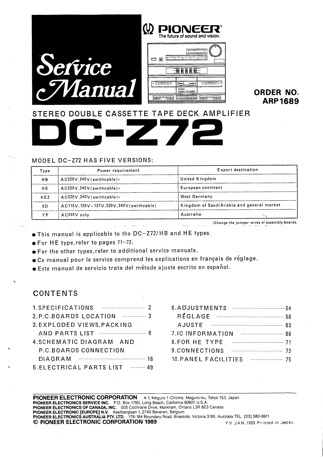 Pioneer DCZ-72 Service manual