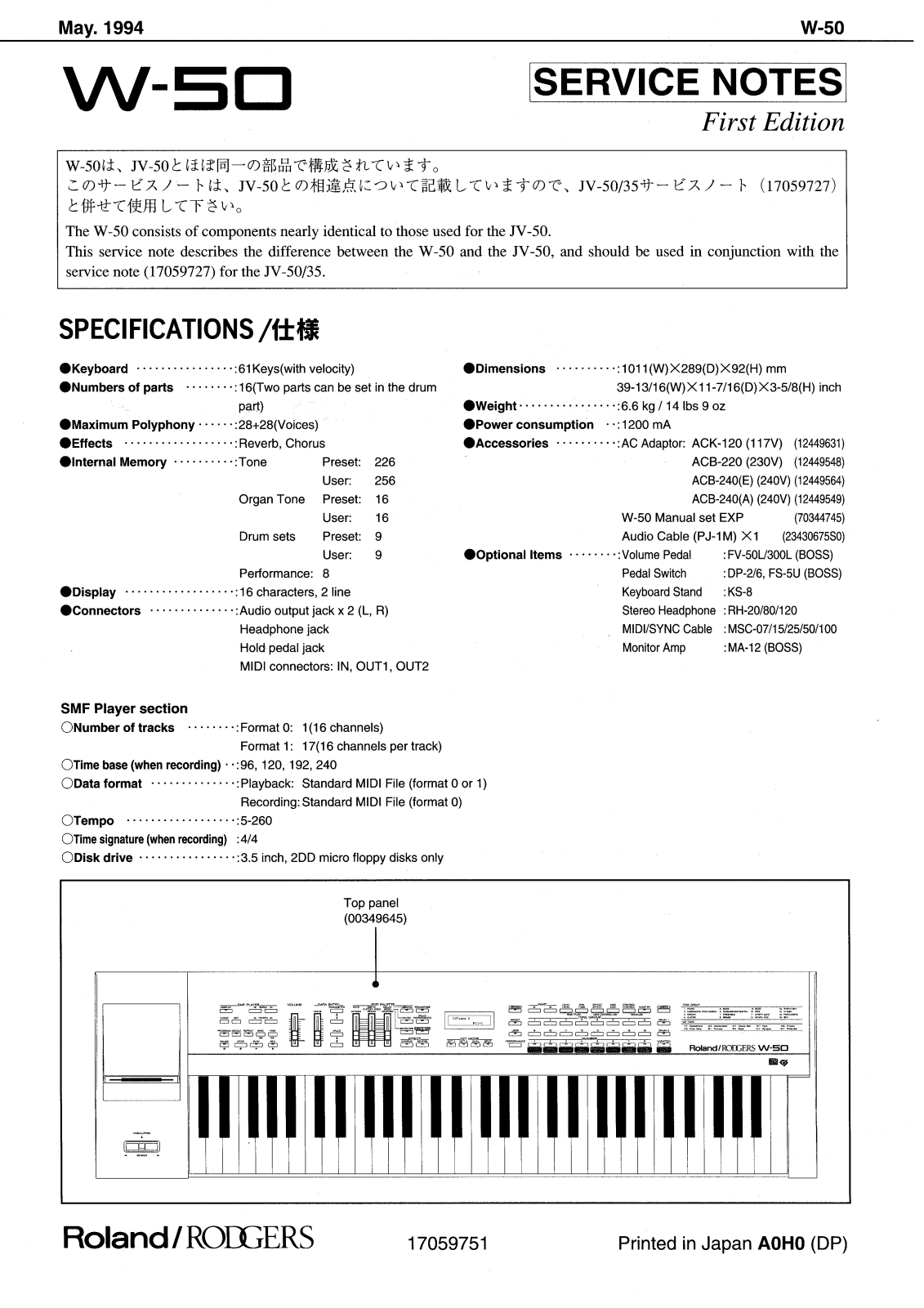 Roland W-50 Schematic