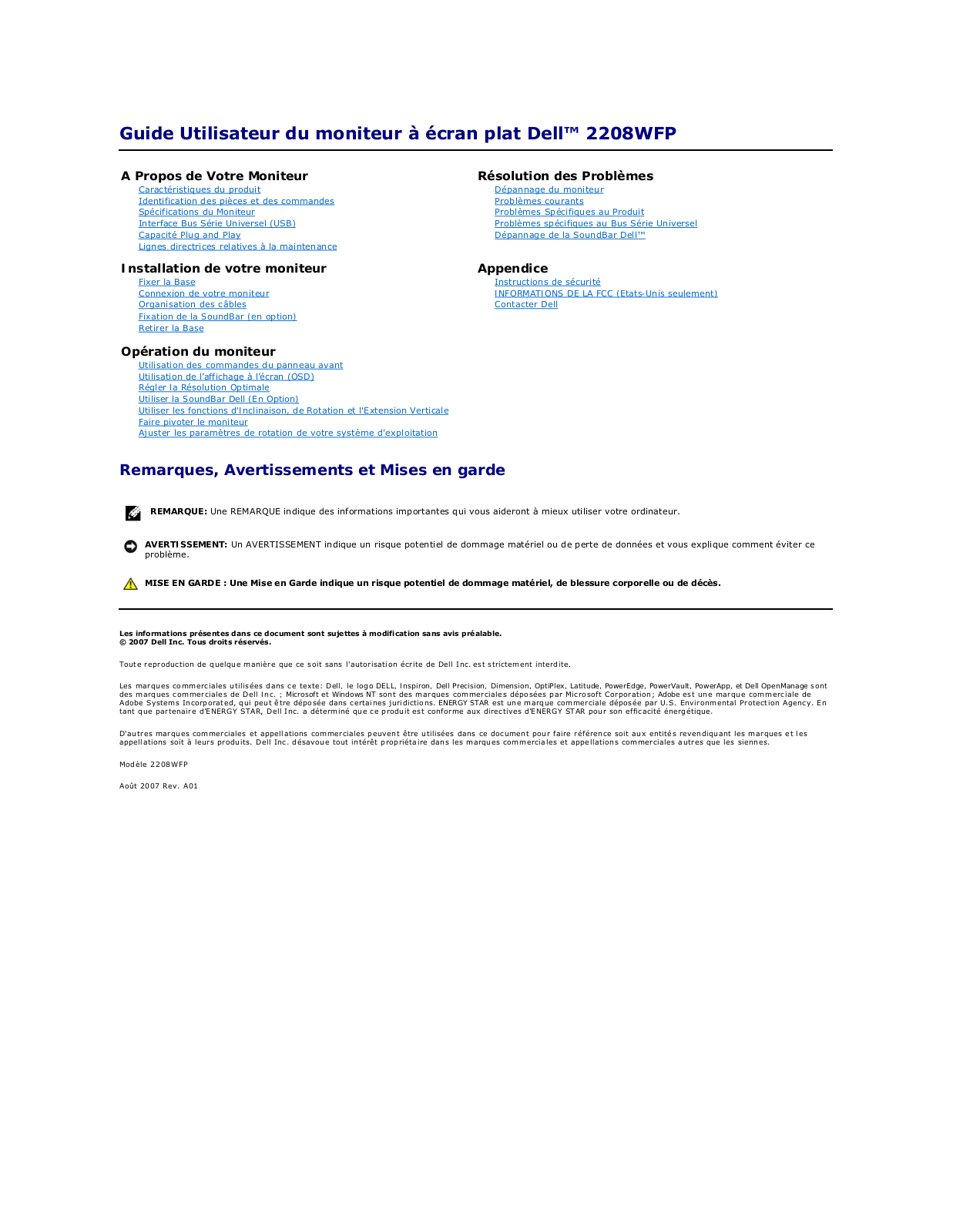 Dell 2208WFP User Manual