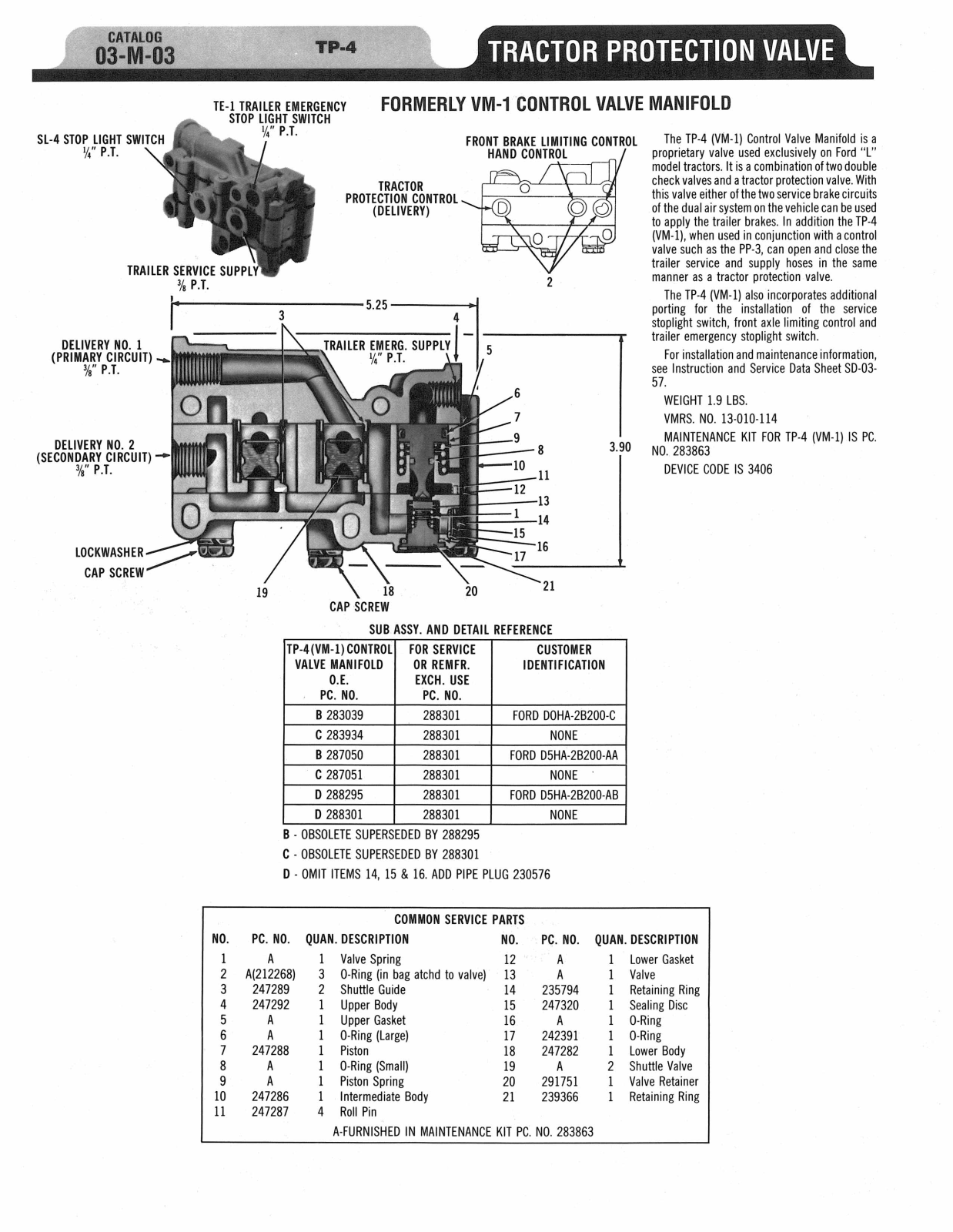 BENDIX 03-M-03 User Manual