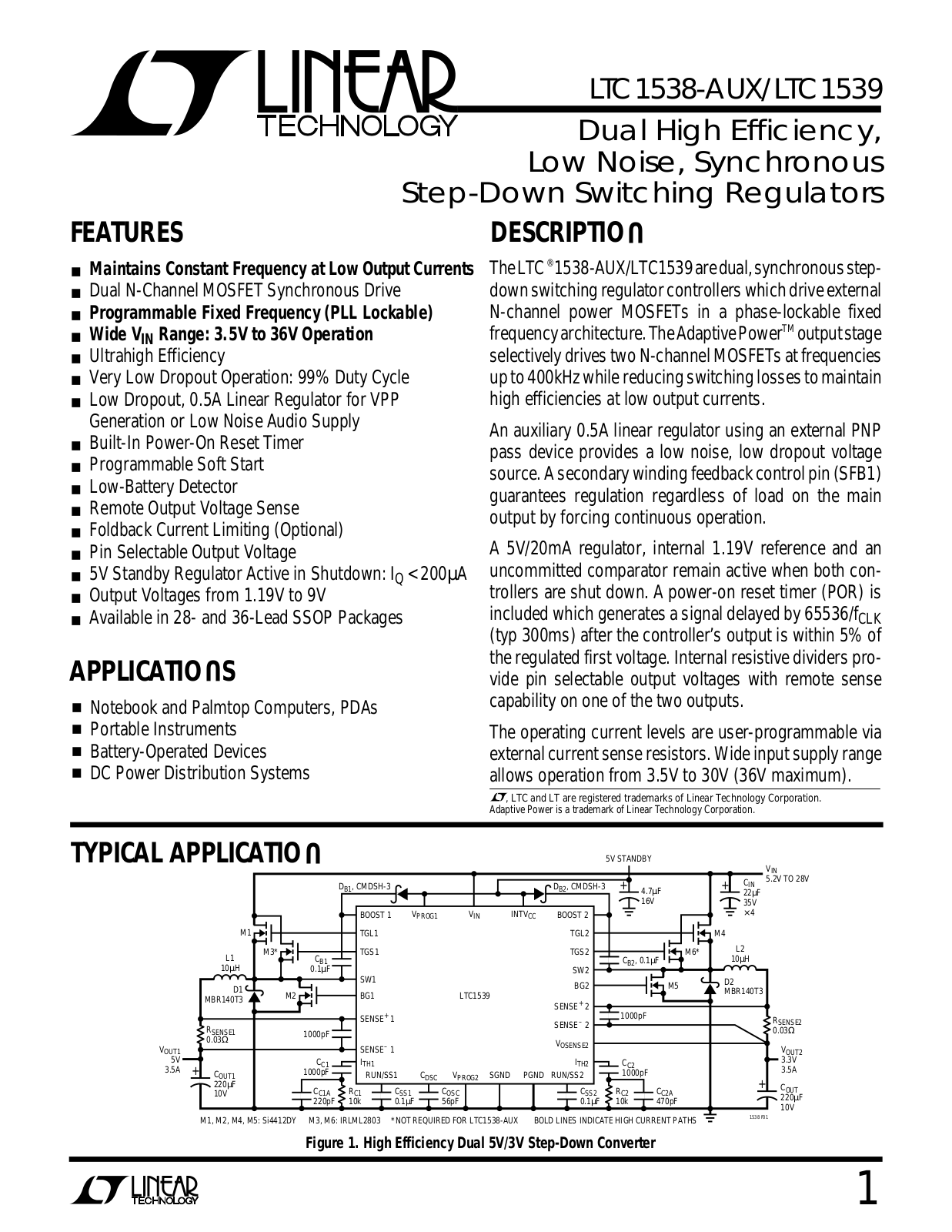 Linear Technology LTC1539, LTC1538-AUX Datasheet