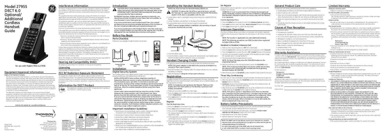 GE 27955 User Manual