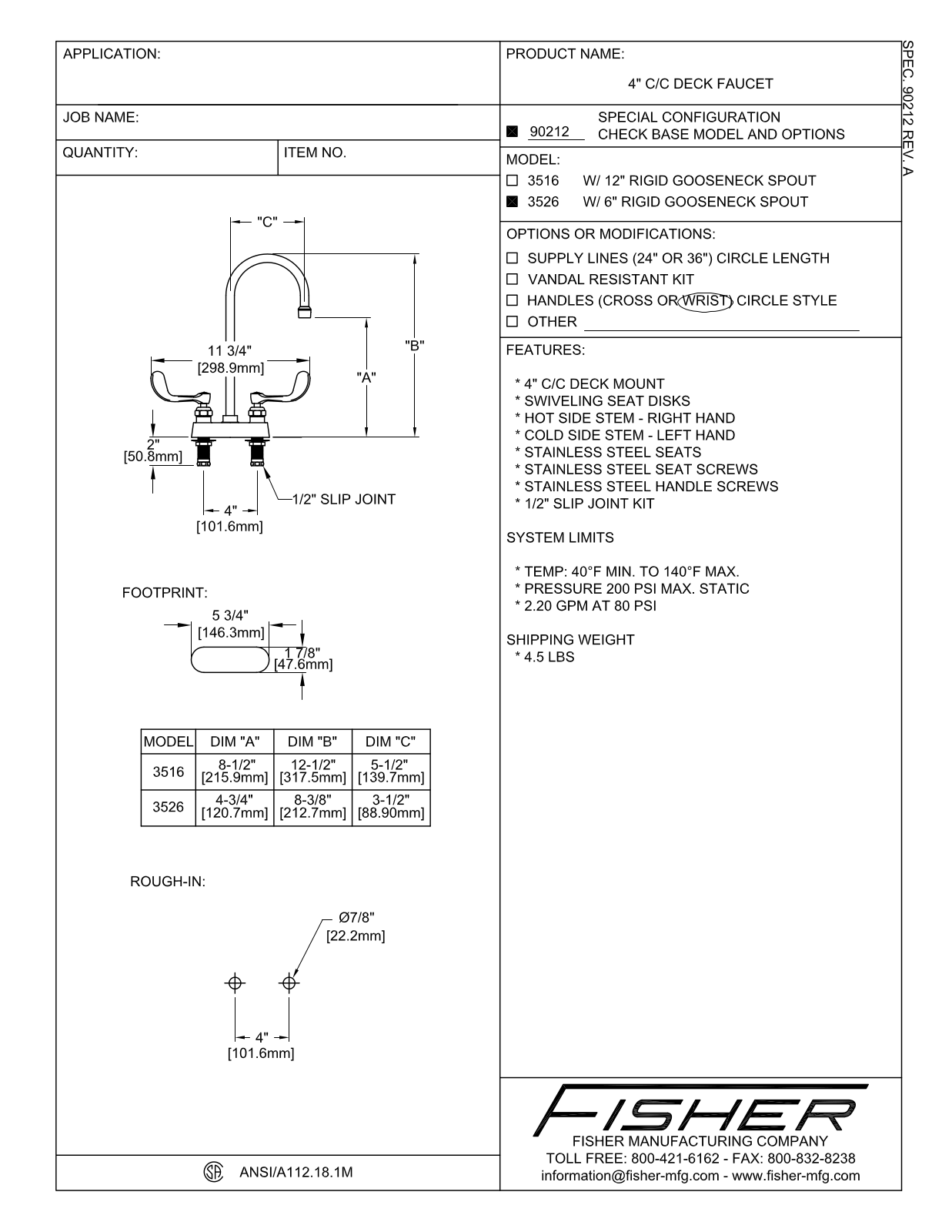 Fisher Manufacturing 3516 User Manual