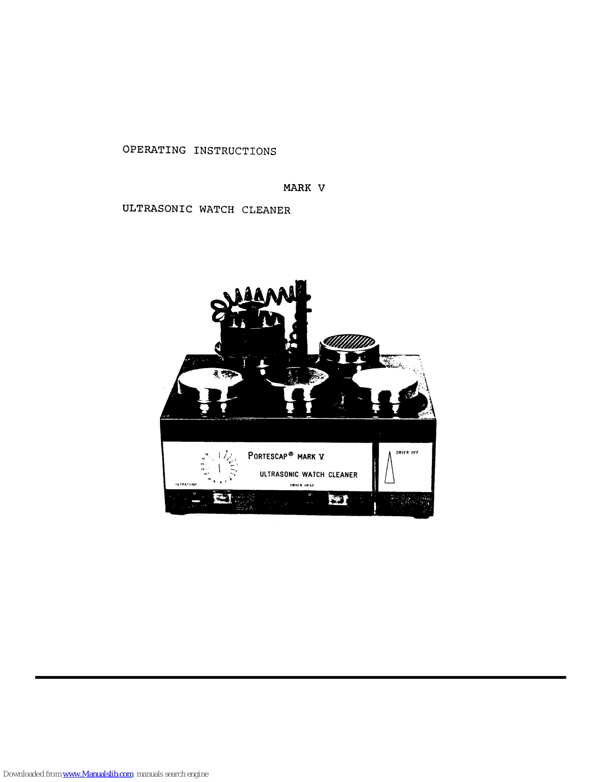 Vibrograf Portescap Mark V Operating Instructions Manual