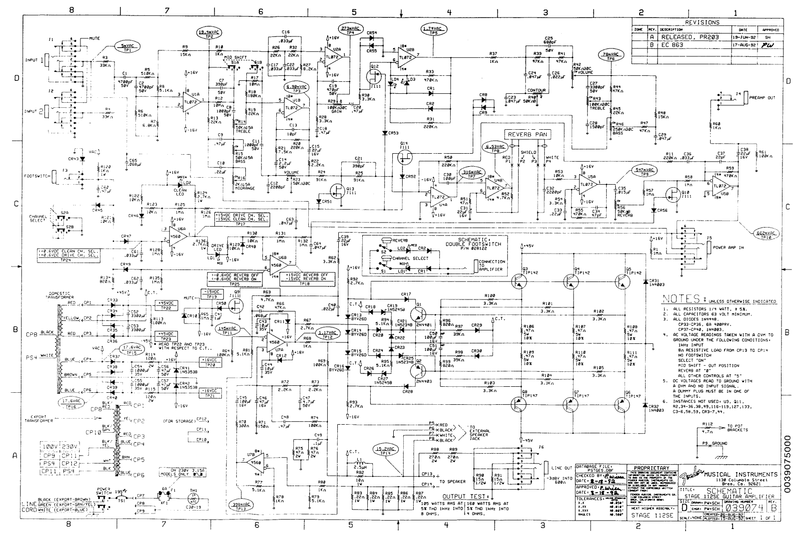 Fender 112se schematic