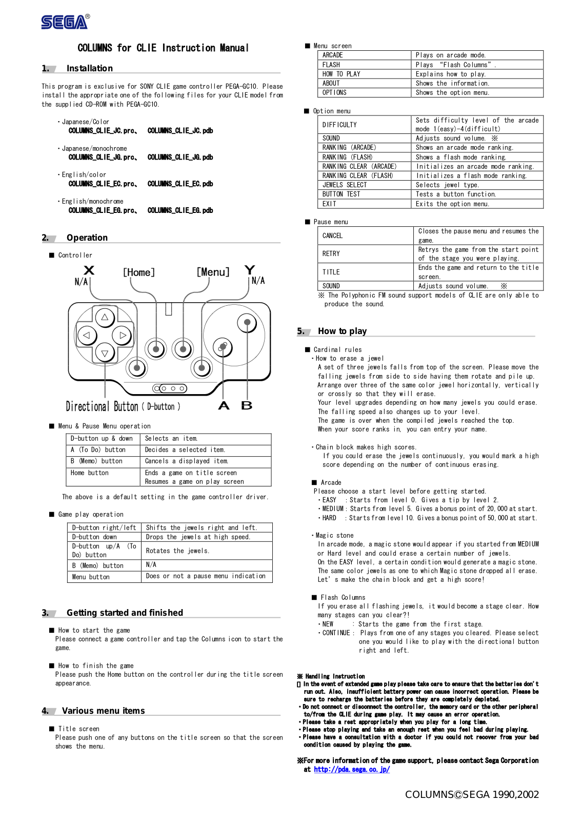 Sony PEGA-GC10 Installation Manual