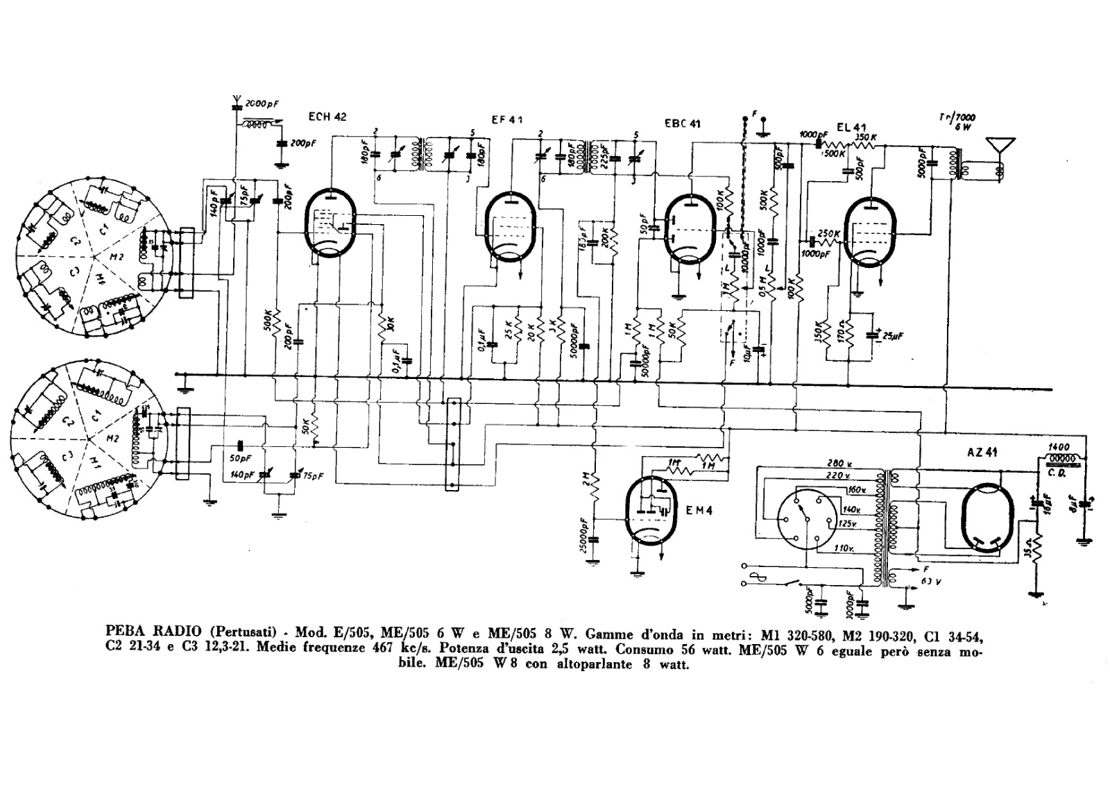 PEBA e 505, me 505 6w, me 505 8w schematic