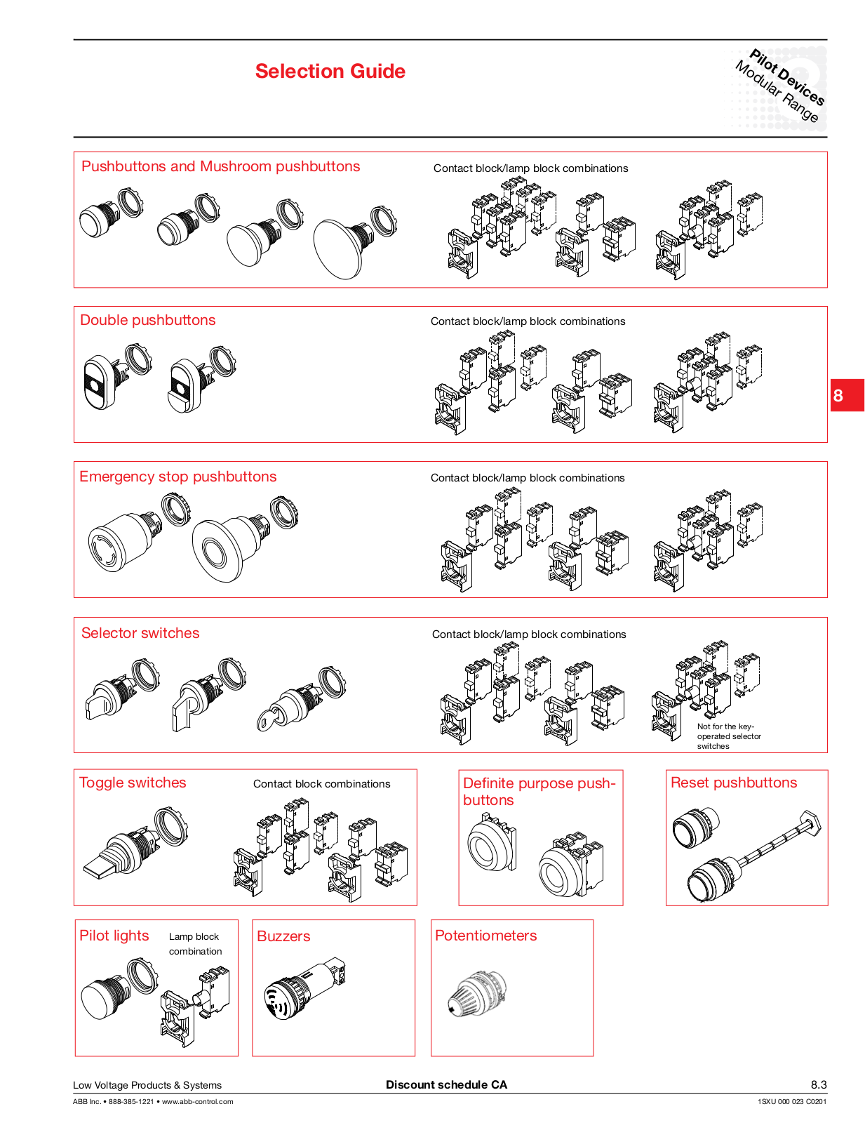 ABB pilot devices compact range Selection Guide