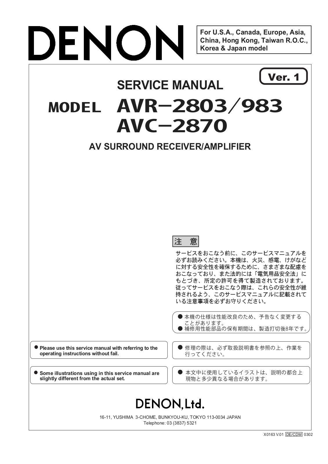 Denon AVR-2803, AVR-2870 Service Manual