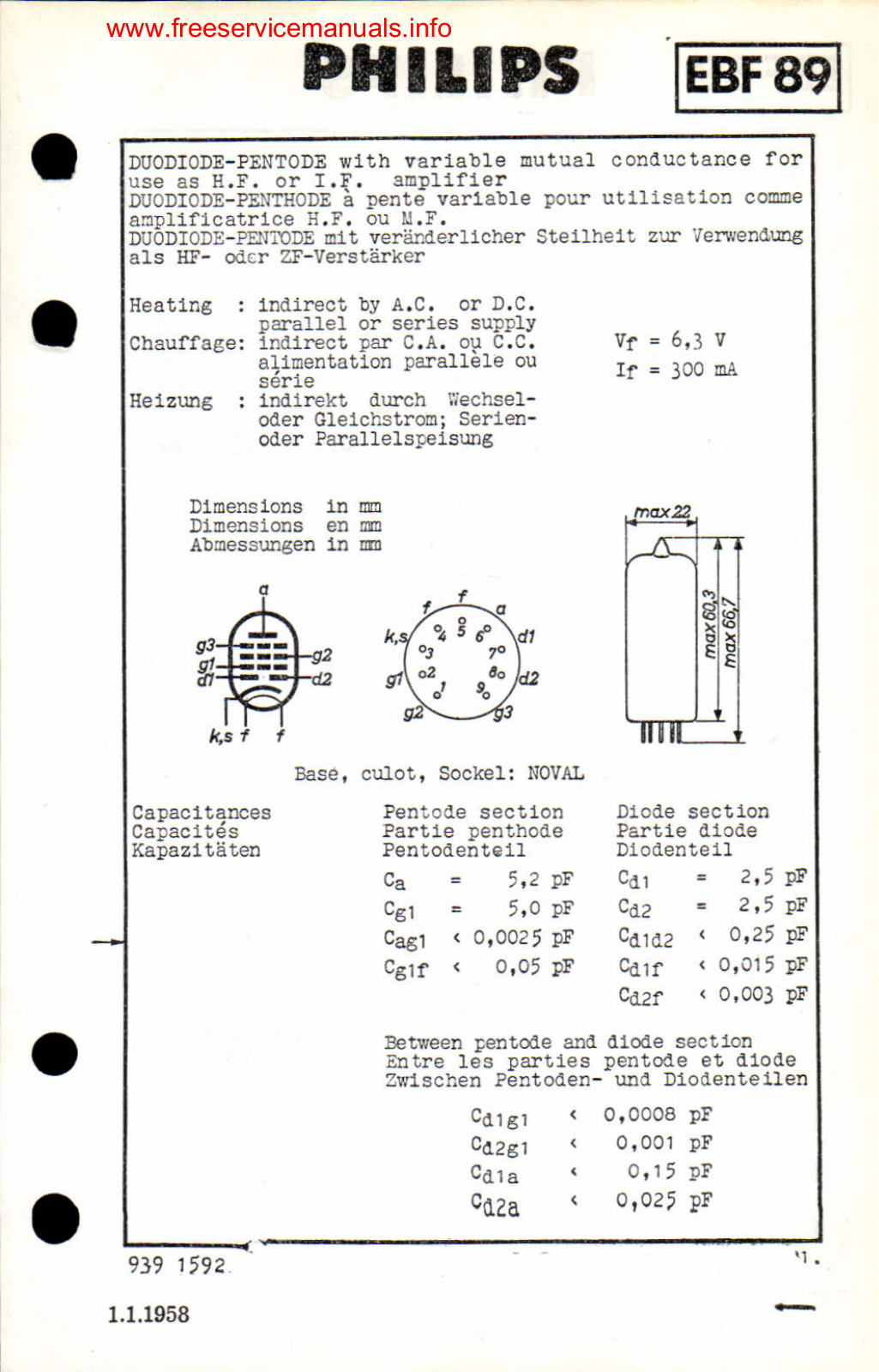 Philips EBF89 DATASHEETS