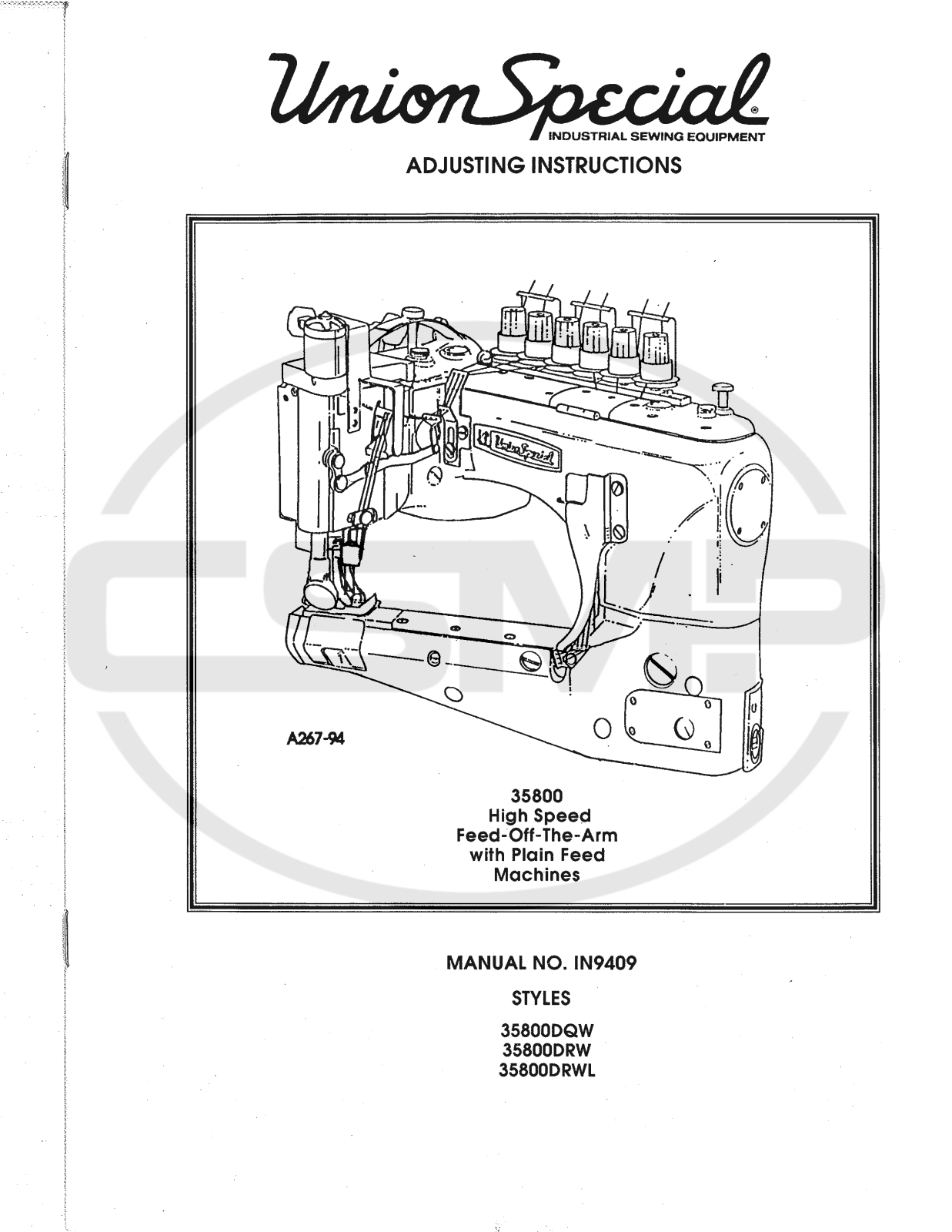 Union Special IN9409 Parts Book