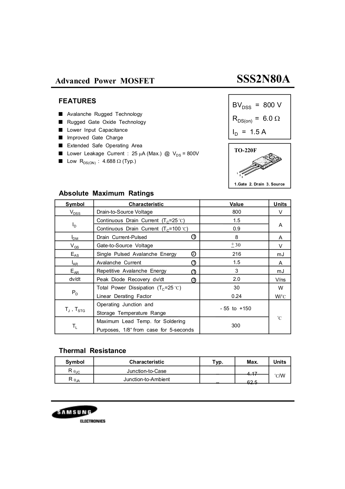 Datasheet sss2n80a Datasheet - ManualMachine.com