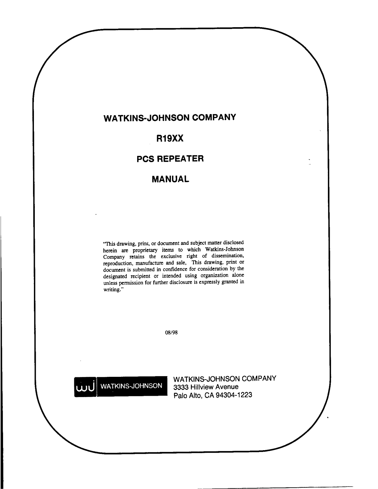 WJ Communications R1920 Users Manual