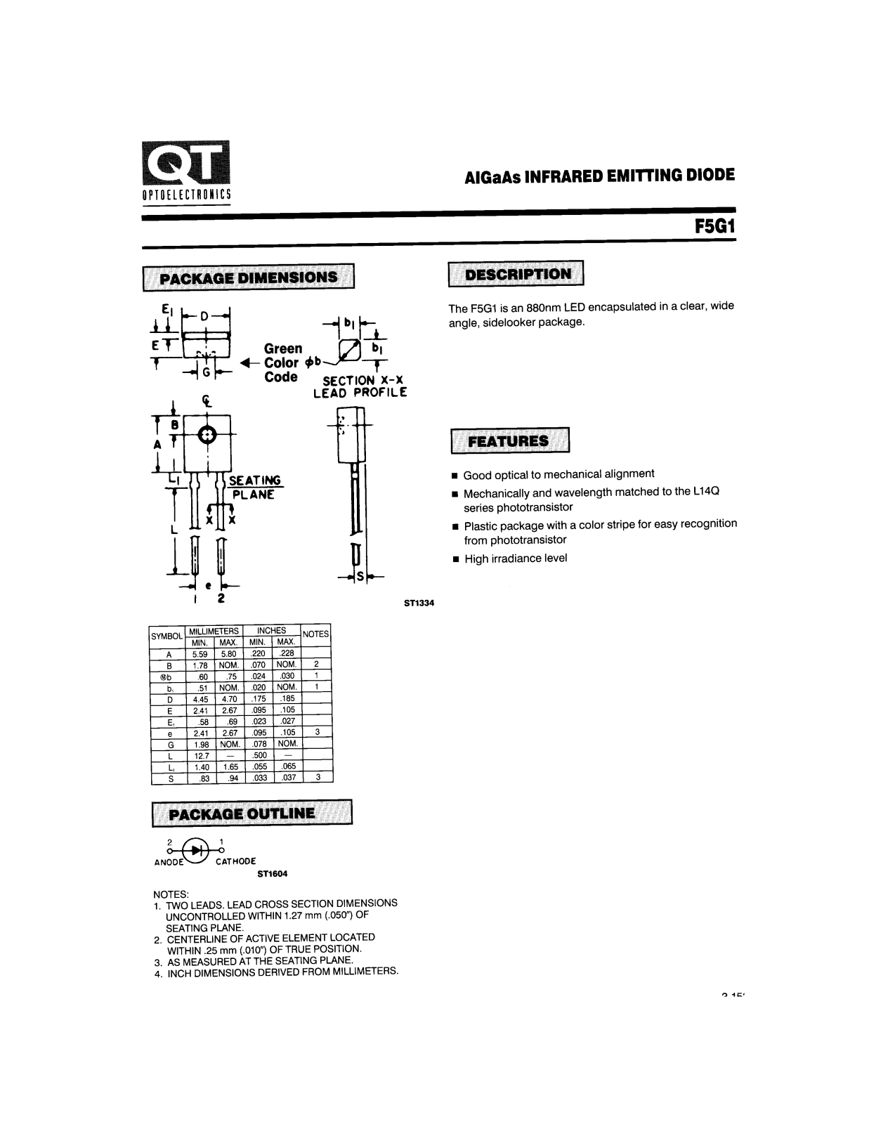 QT F5G1 Datasheet