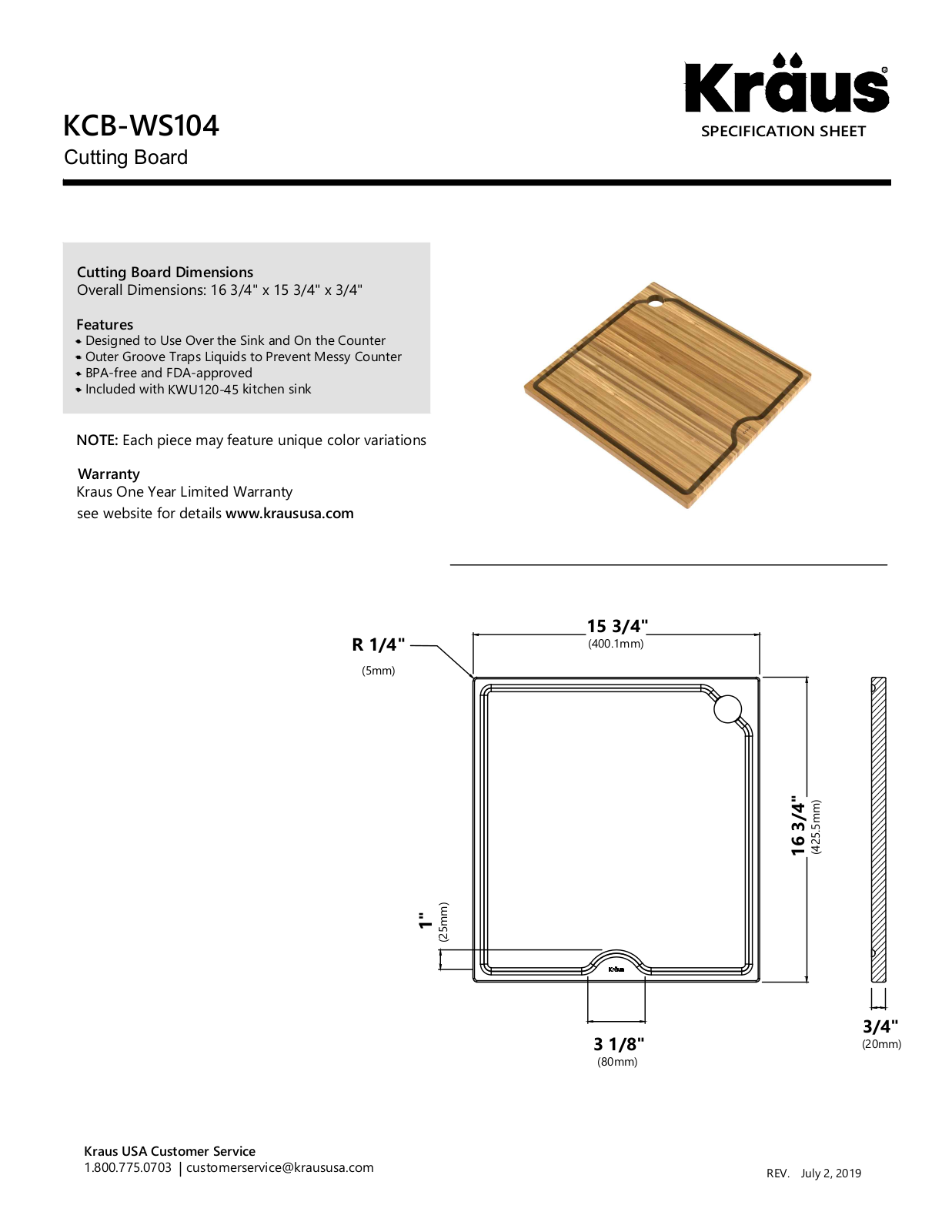 Kraus W003573872 Specifications - ManualMachine.com