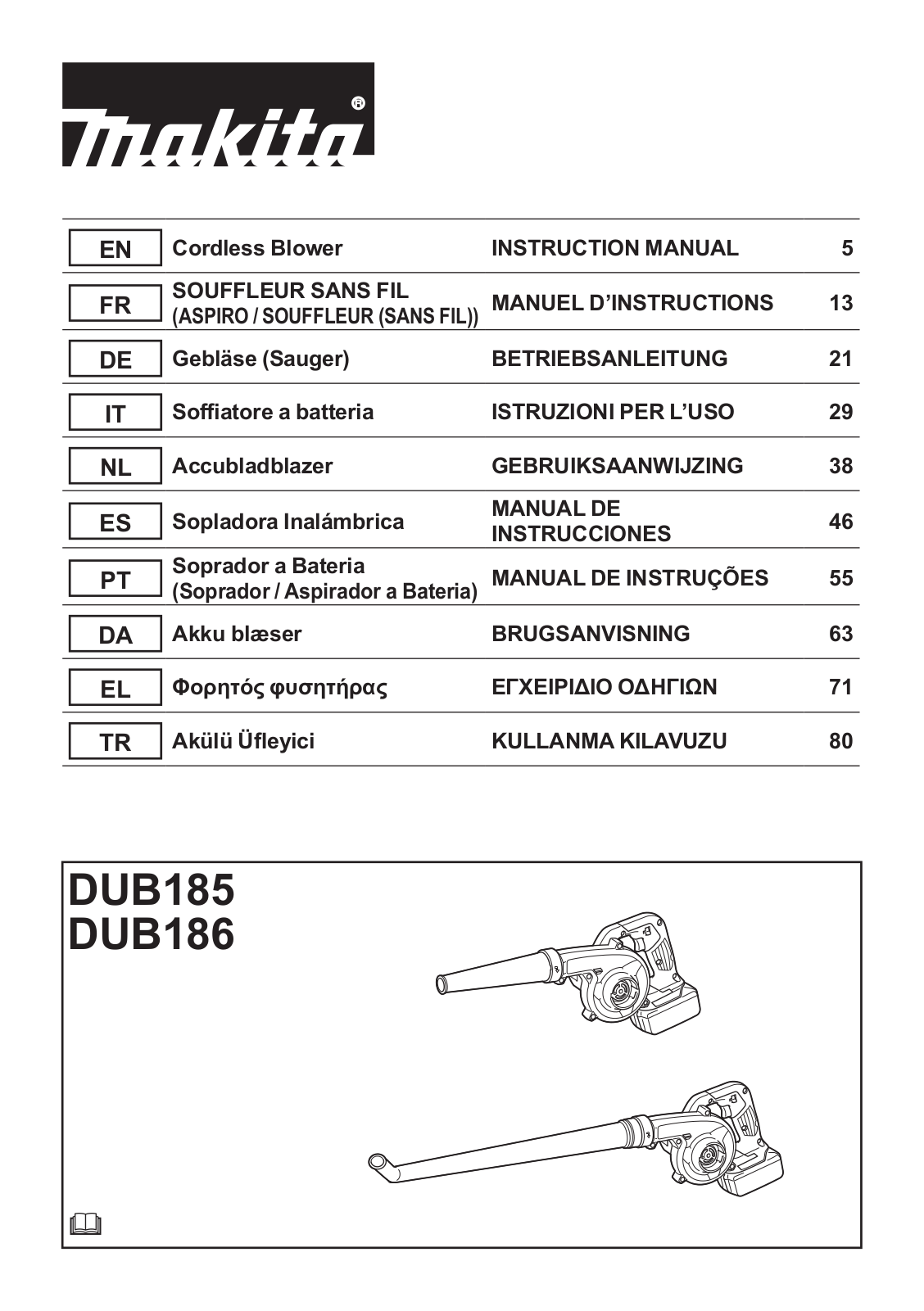 Makita DUB186Z User manual