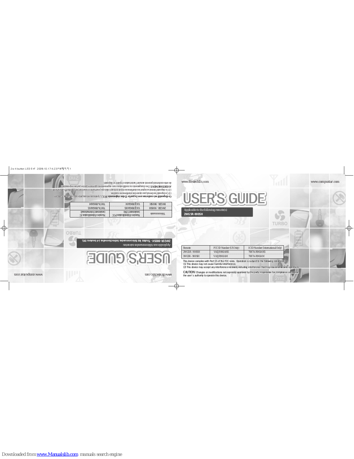 Firstech 2WG5R - 900SH, 1WG5R - 900SH User Manual
