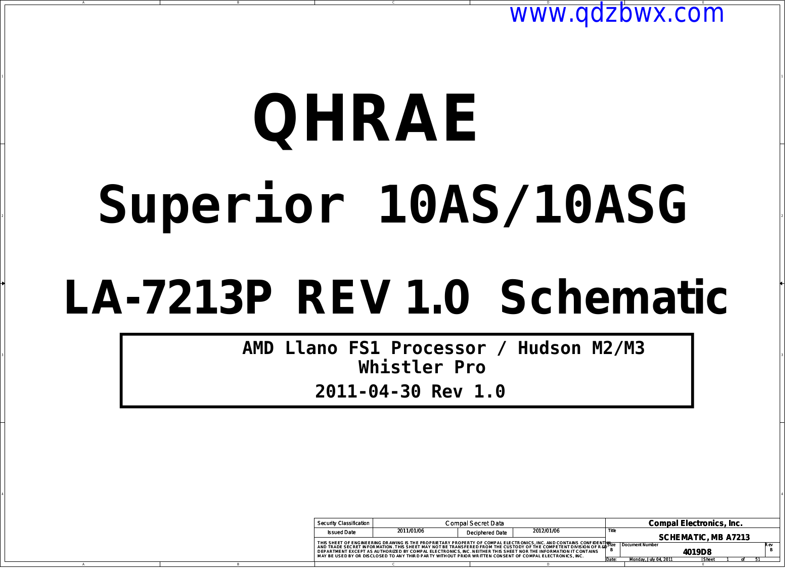 Toshiba Satellite P775D, Compal LA-7213P 2 Schematic