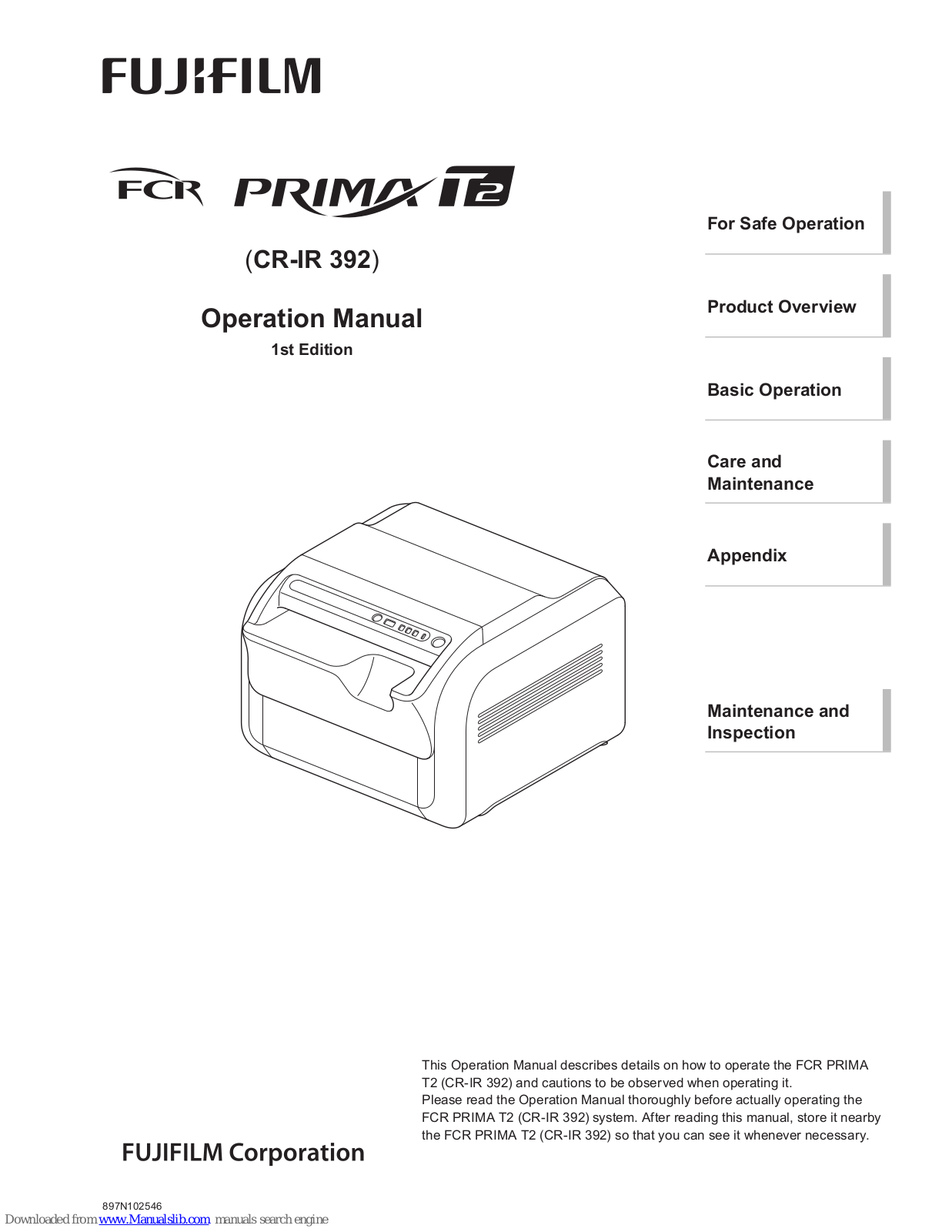 fujifilm CR-IR 392 User Manual