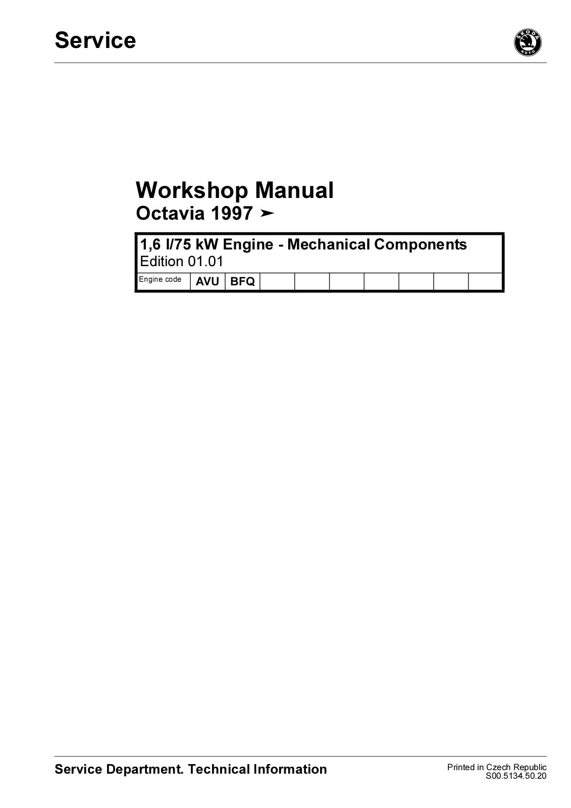 Skoda Octavia 1997 User Manual