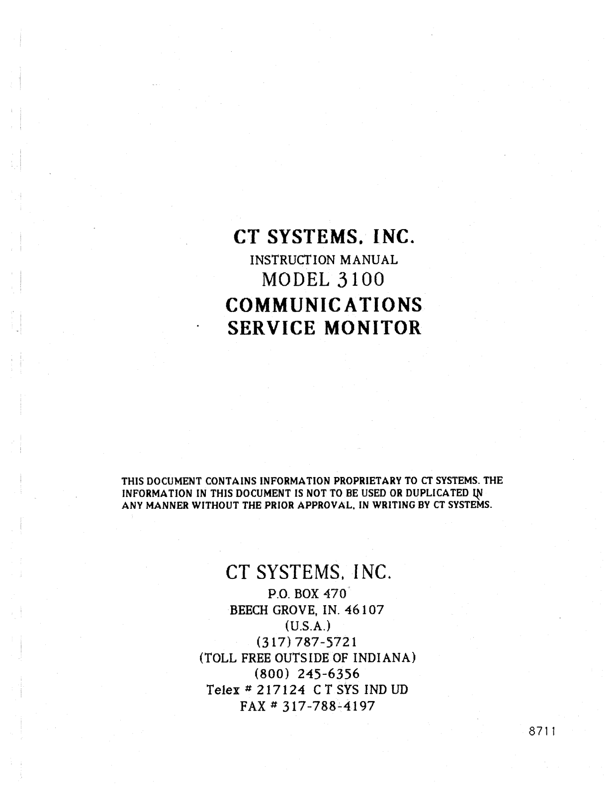 CT Systems 3100 Service manual