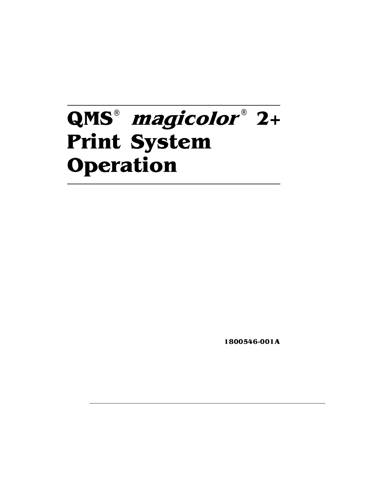 QMS Magicolor 2+ User Manual