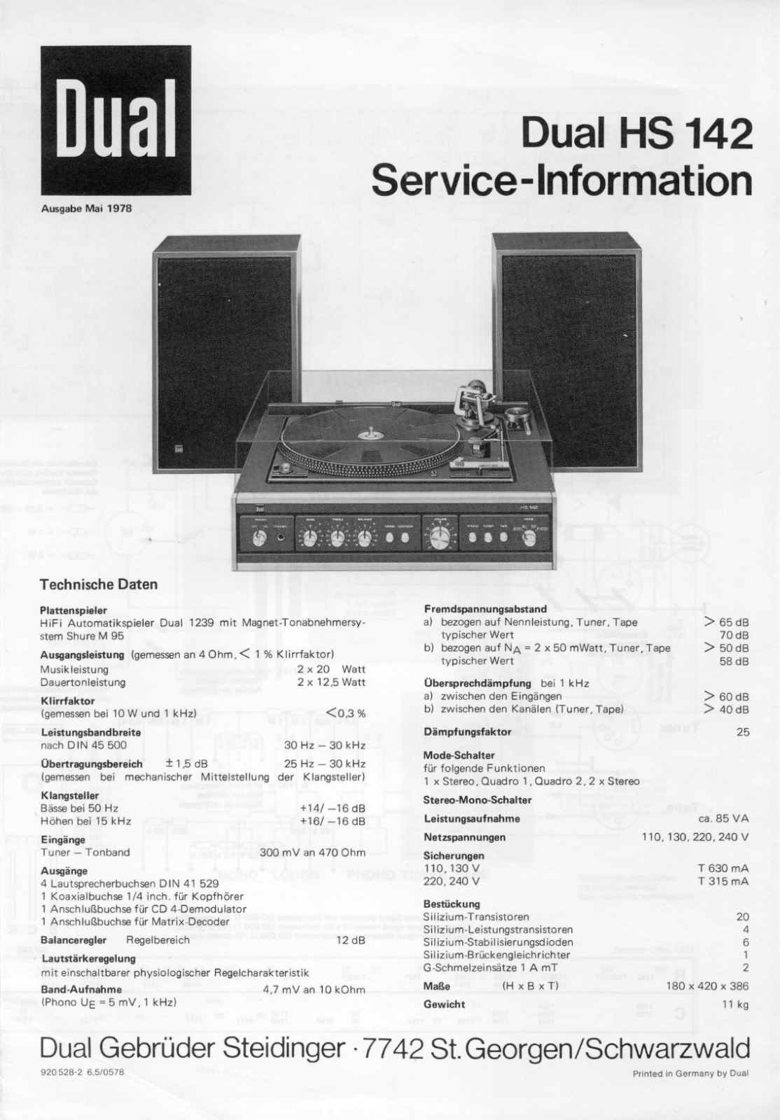 Dual HS-142 Service manual