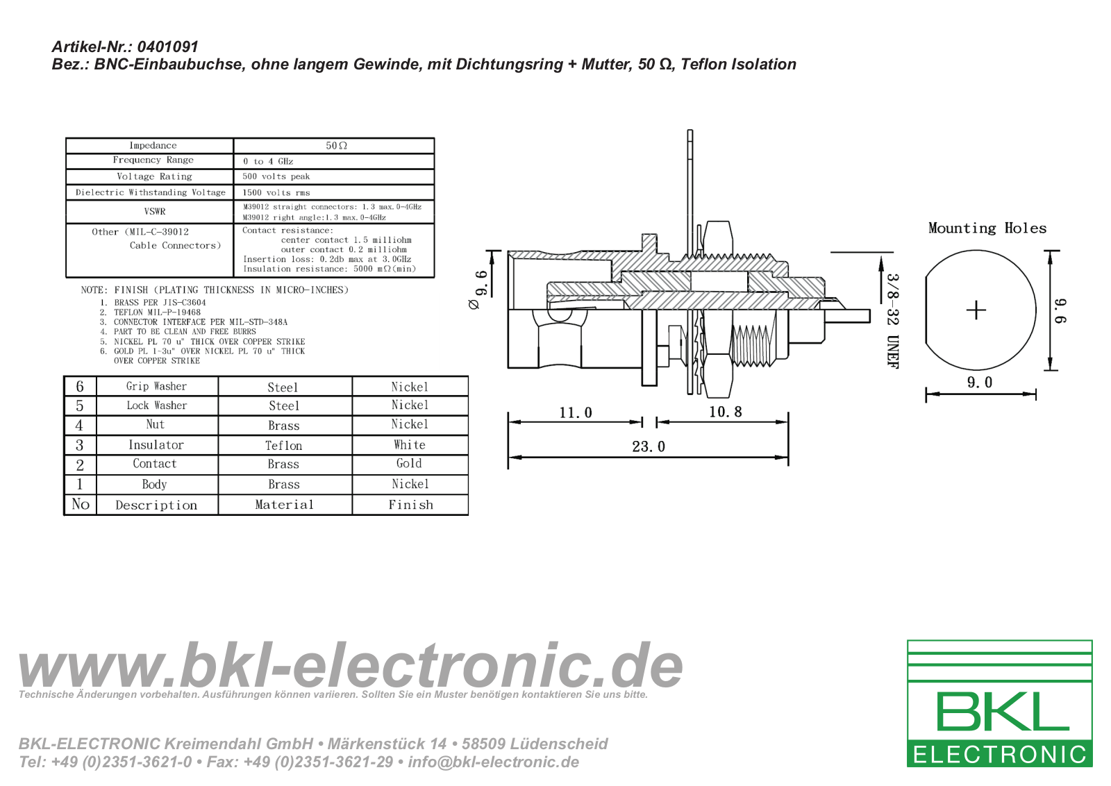 BKL BNC 0401091 Datasheet - ManualMachine.com
